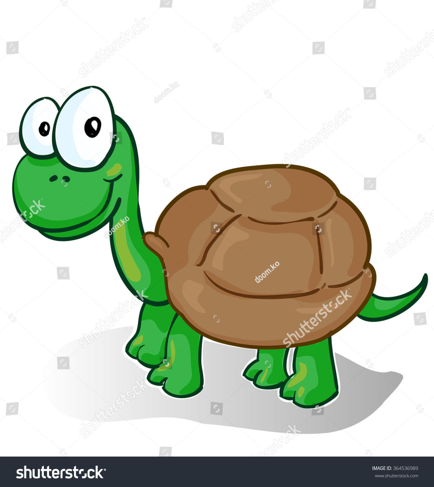 Vector Illustration Smiling Cartoon Turtle On Stock Vector 364536989 ...