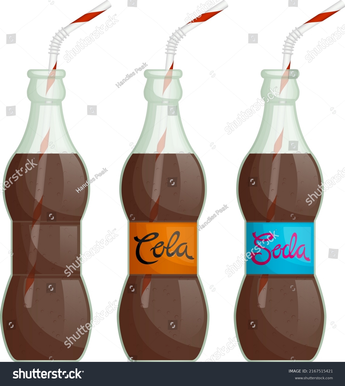 Vector Illustration Soda Bottle Straw Two Stock Vector (Royalty Free ...