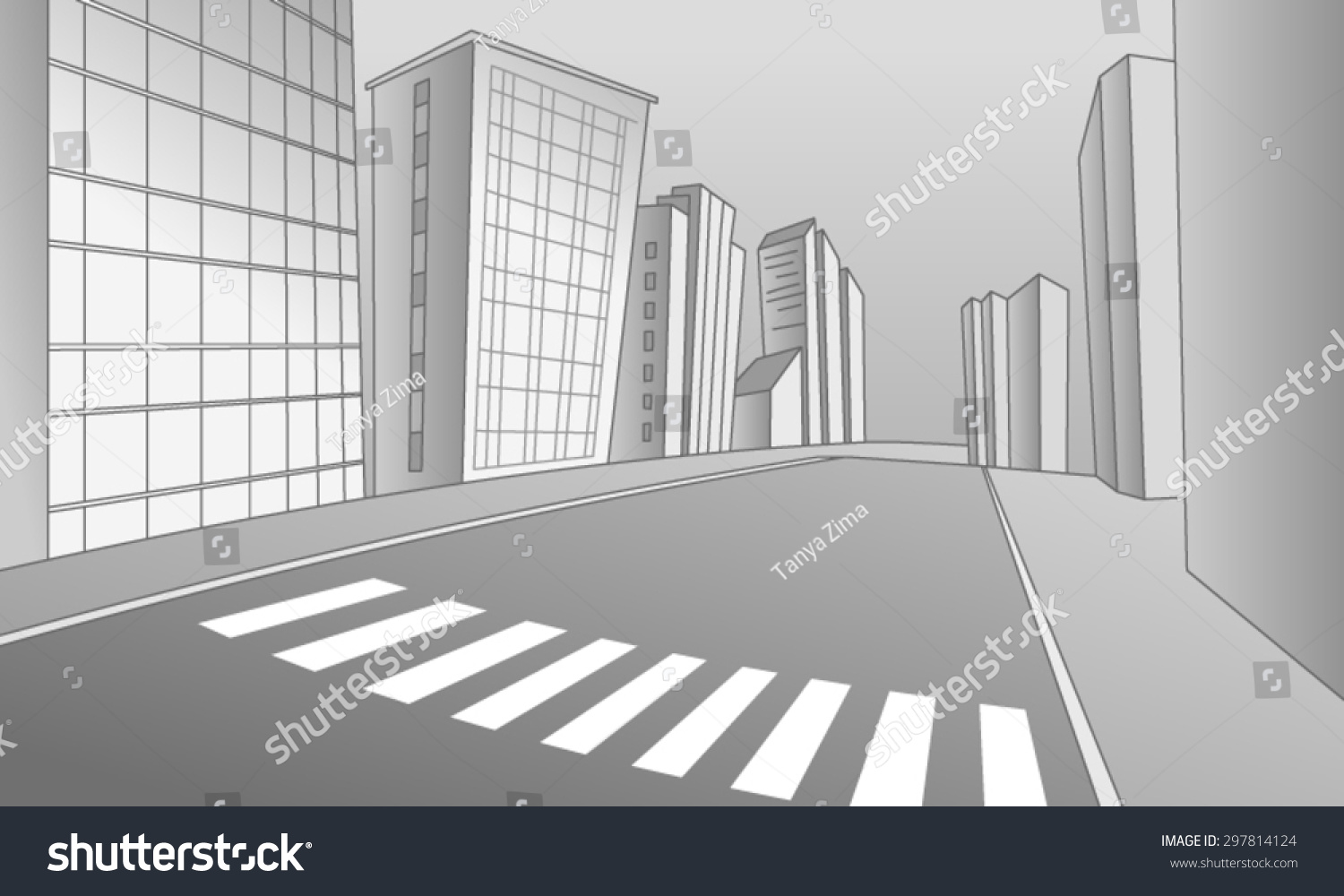 Vector Illustration Street Pedestrian Crossing City Stock Vector ...