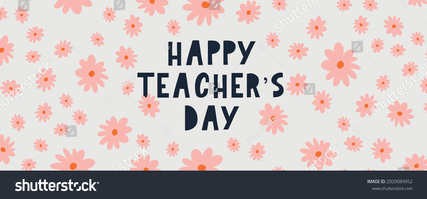 Vector Illustration Stylish Text Happy Teachers Stock Vector (Royalty ...