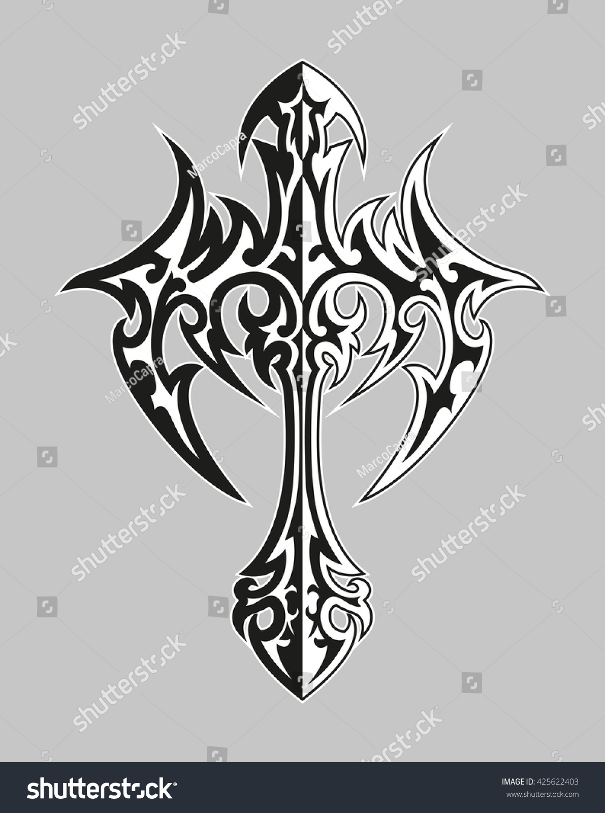 Vector Illustration Of A Tribal Cross - 425622403 : Shutterstock