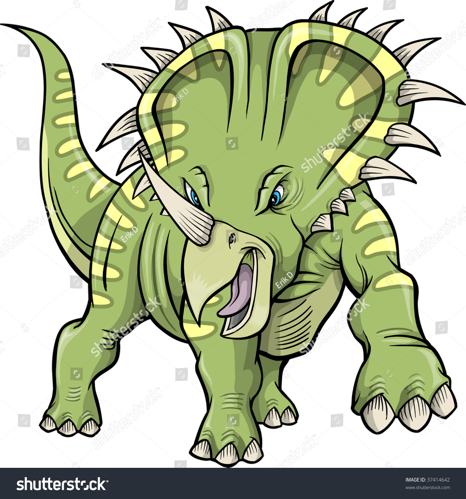 Vector Illustration Triceratops Dinosaur Stock Vector Royalty Free Shutterstock