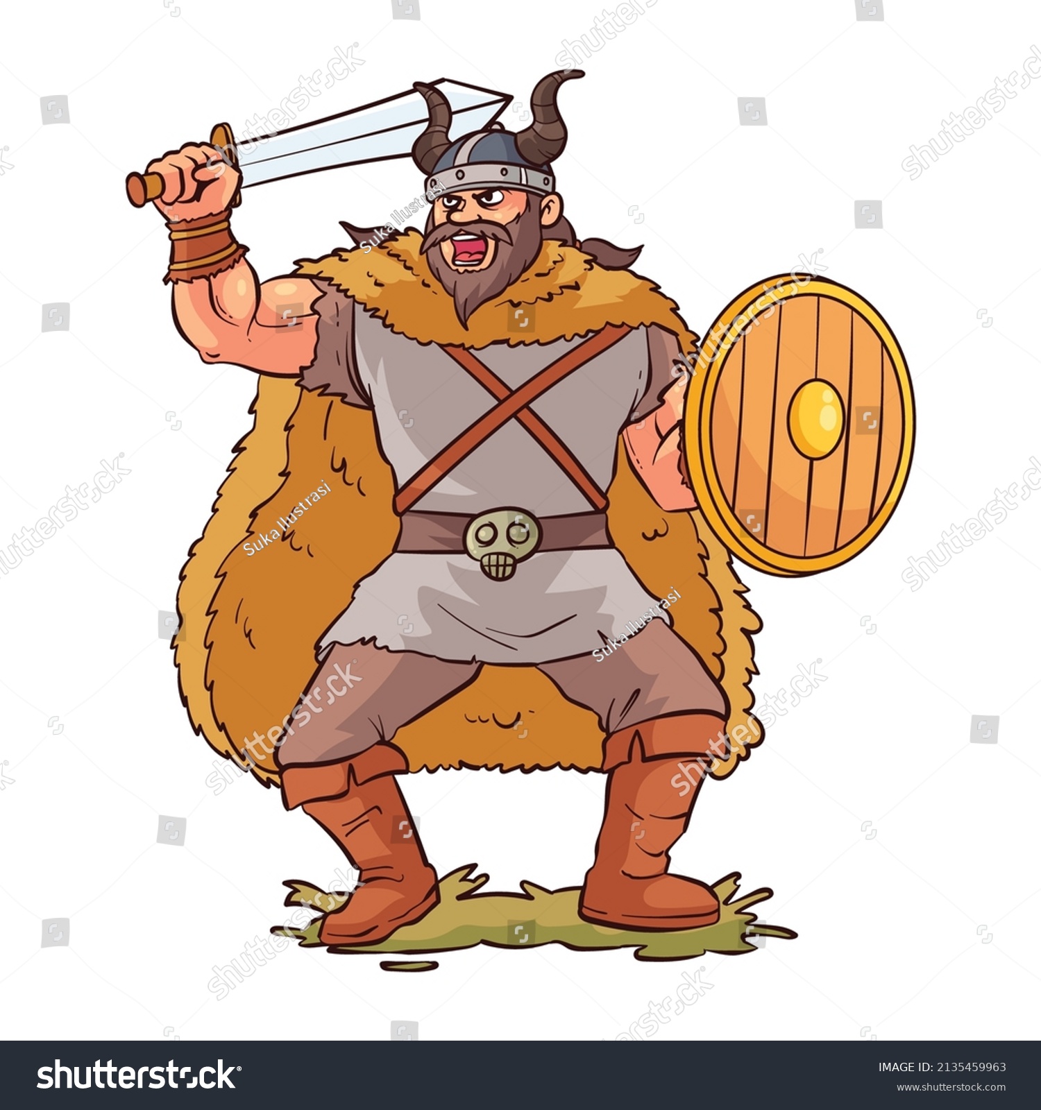 Vector Illustration Viking Man Carrying Sword Stock Vector (Royalty ...