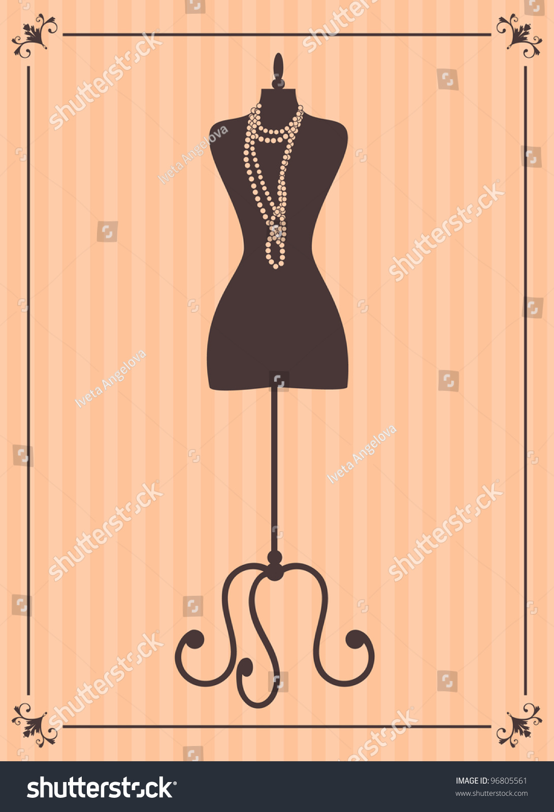 Vector Illustration Of A Vintage Style Mannequin. Background And ...