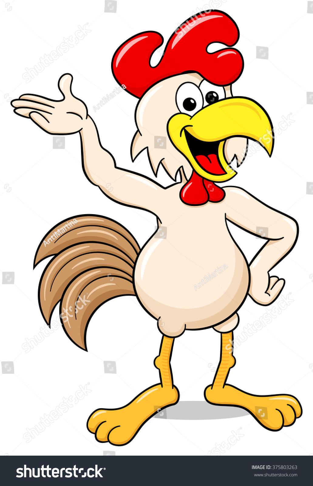 Vector Illustration Waving Cheerful Cartoon Chicken Stock Vector ...