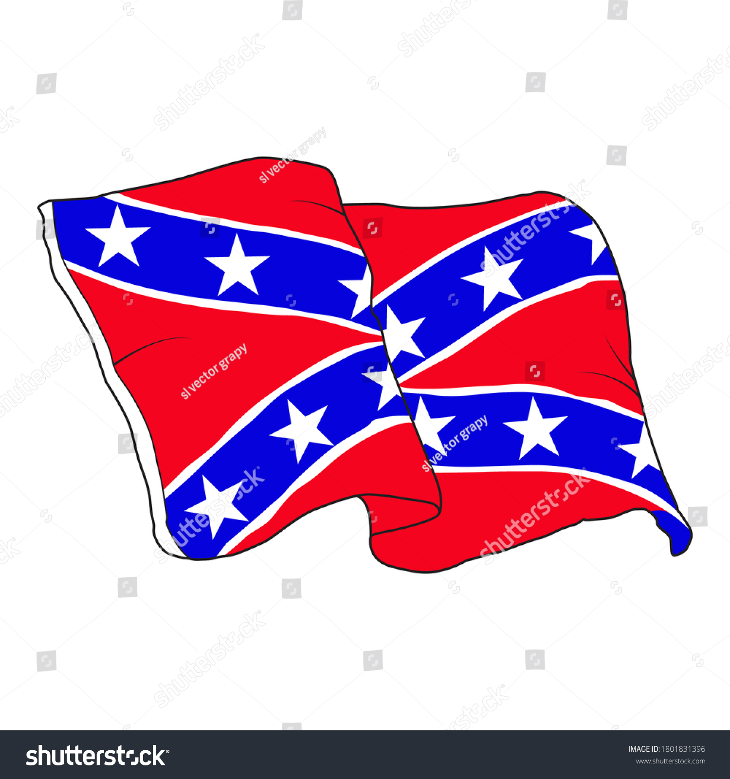 Vector Illustration Waving Confederate Flag Stock Vector Royalty Free 1801831396 Shutterstock 