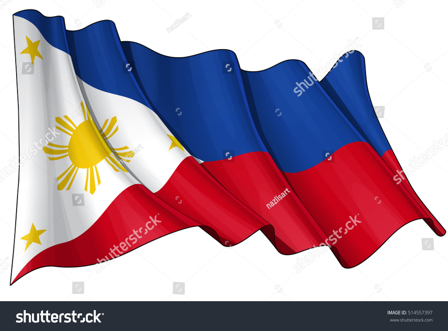 Vector Illustration Waving Filipino Flag All Stock Vector (royalty Free 