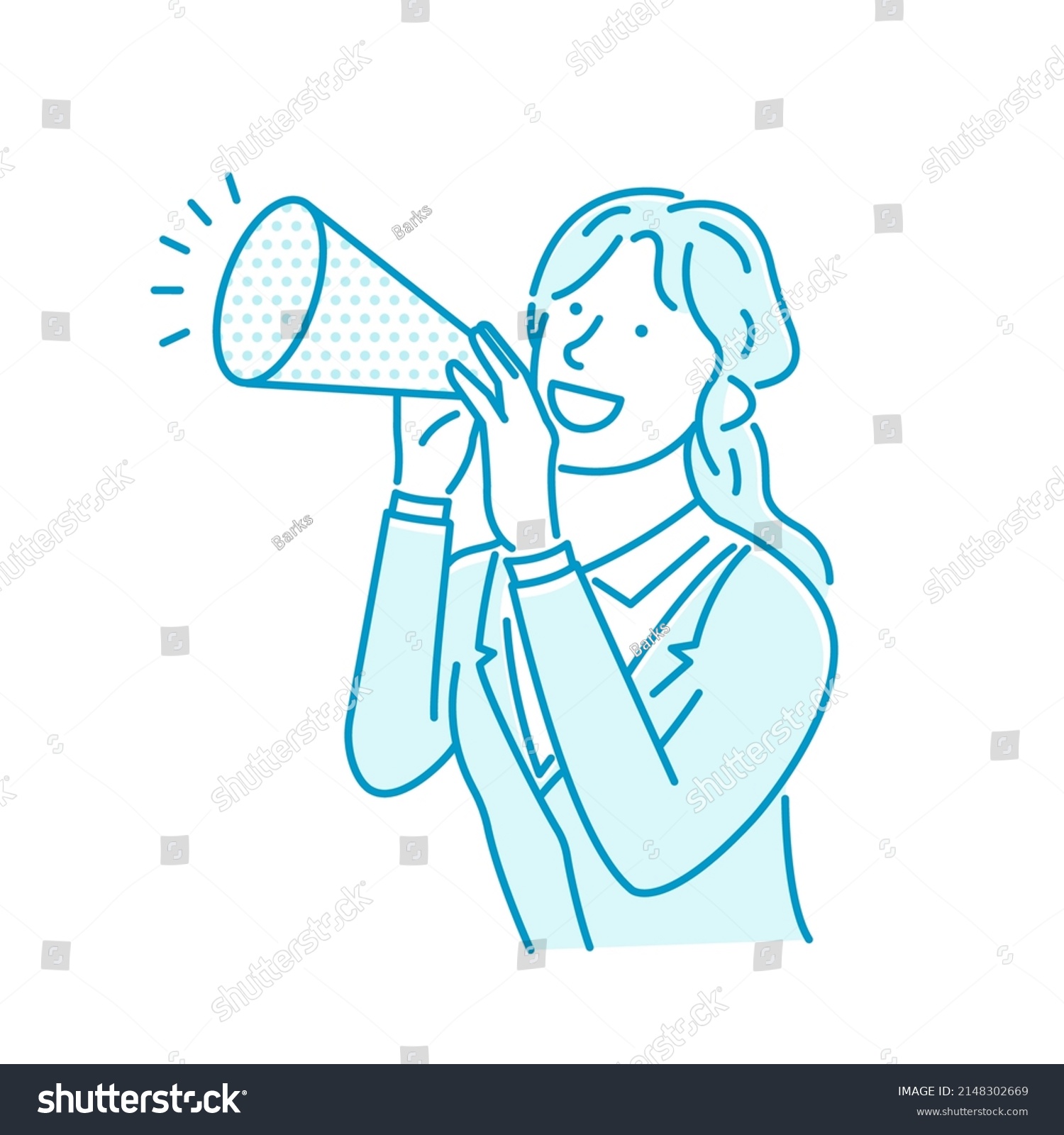 Vector Illustration Young Businesswoman Making Loud Stock Vector ...