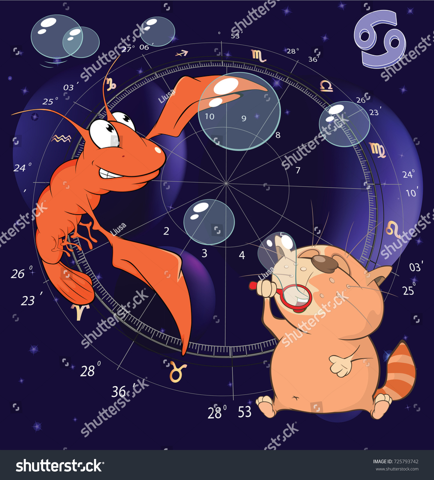 Vector Illustration Zodiac Signs Cancer Cartoon Stock Vector Royalty Free 725793742 Shutterstock
