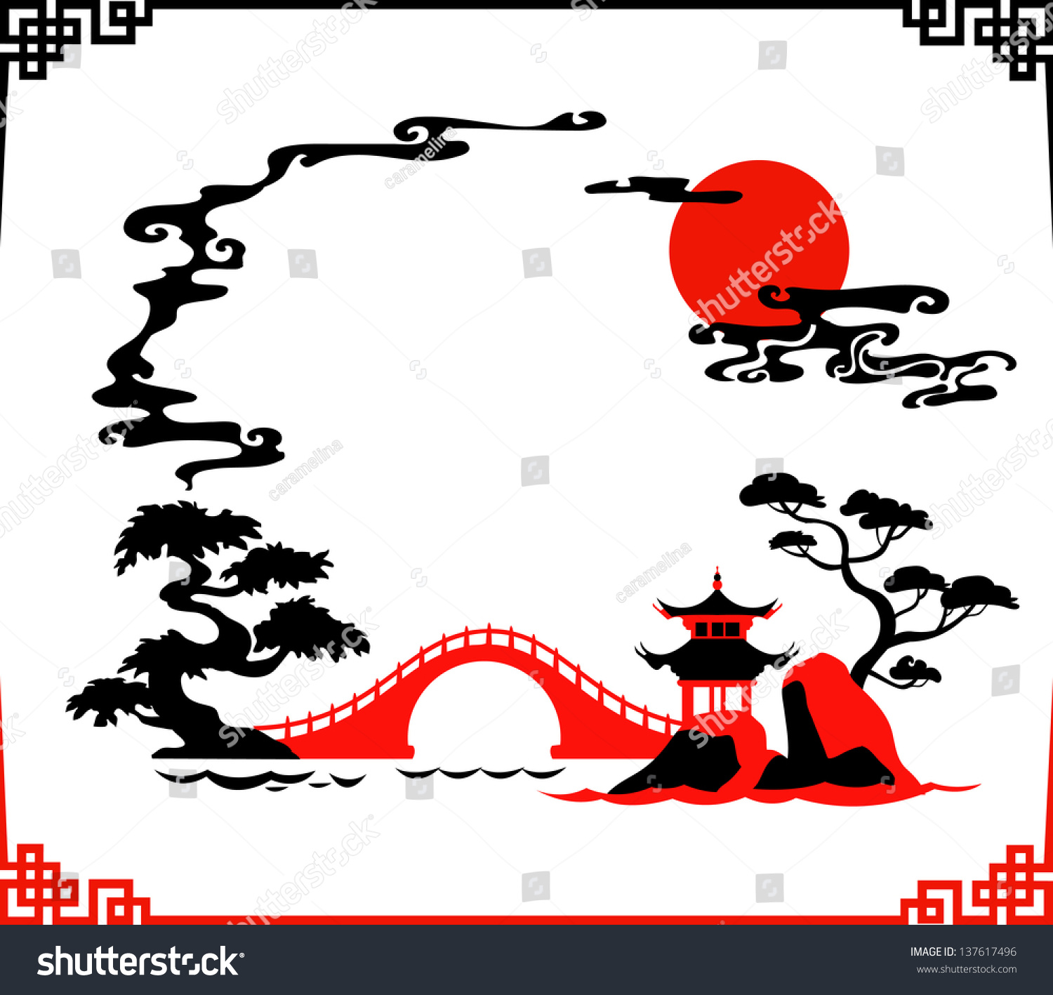 Vector Illustration Of Abstract Traditional Japanese Background ...