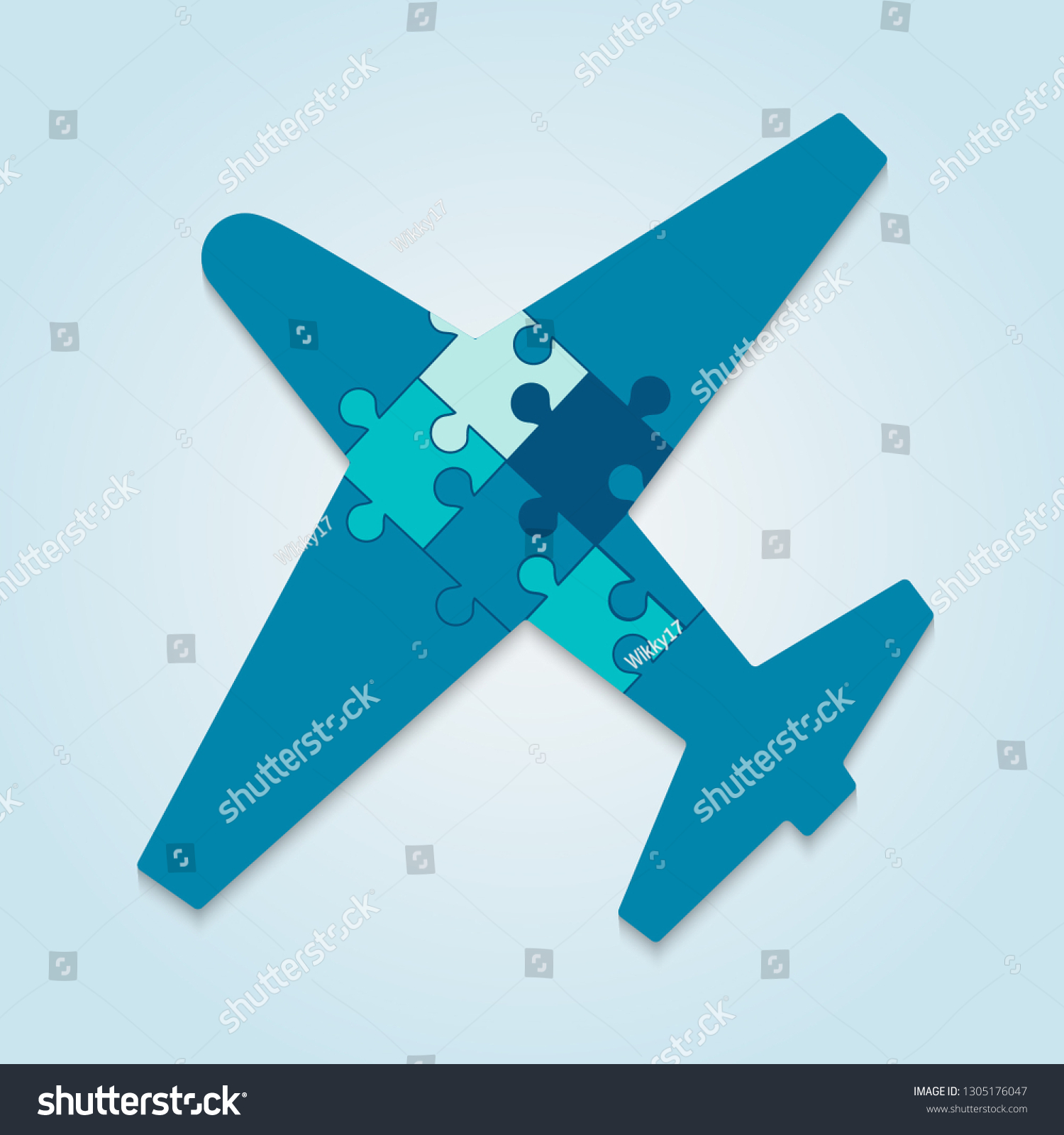 Vector Illustration Airport Airplane Icon Puzzle Stock Vector Royalty Free 1305176047