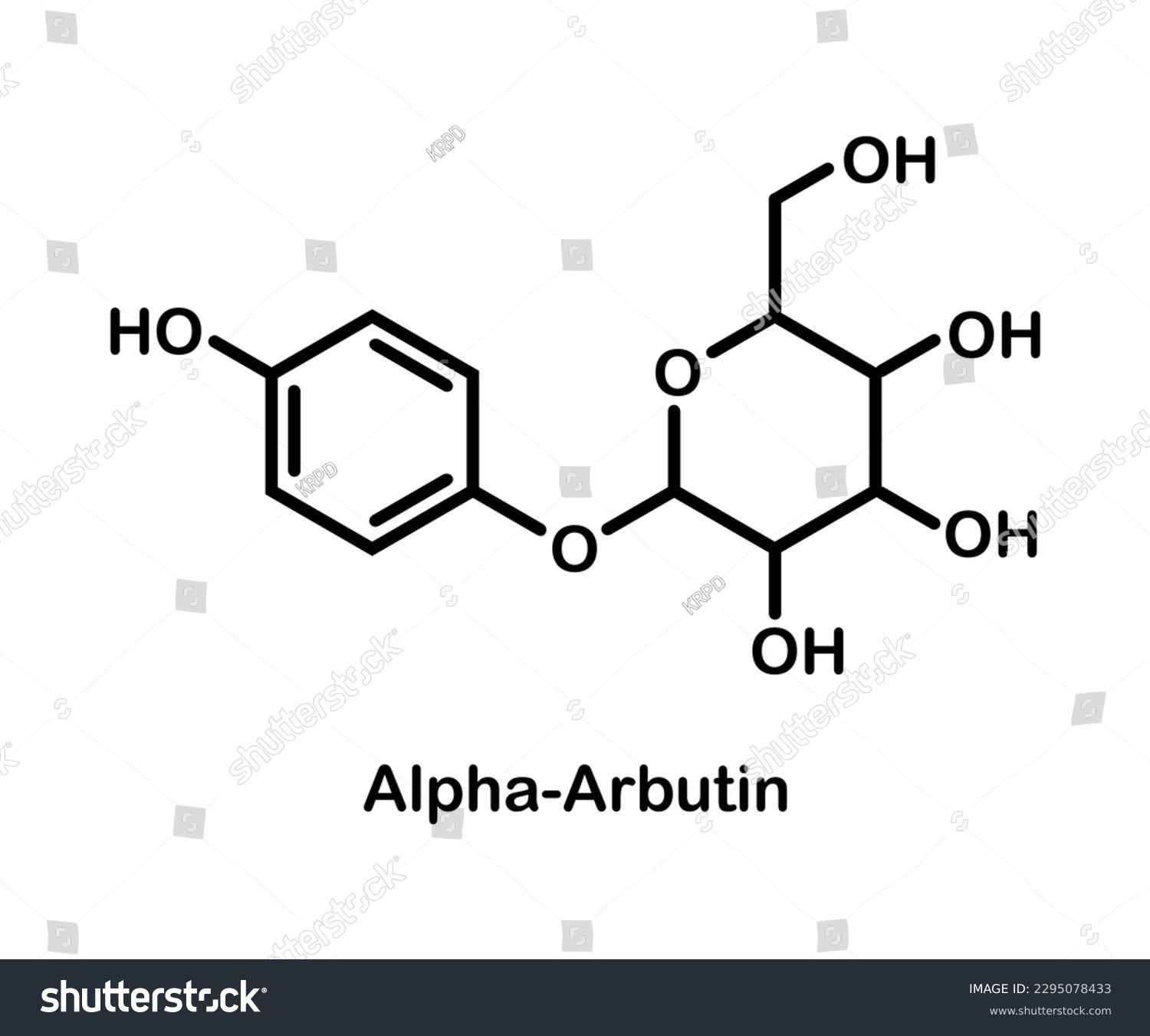 SVG of Vector illustration of Alpha-arbutin plant molecule.Skeletal formula on white background. svg