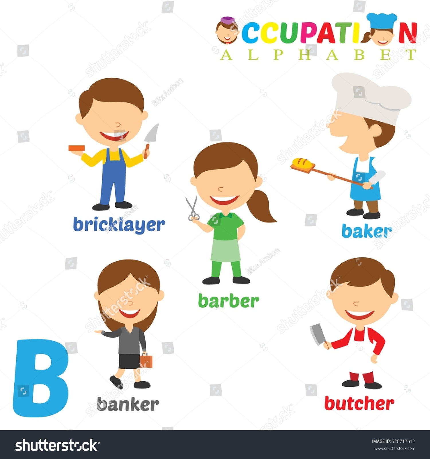 Vector Illustration Alphabet Occupation B Letter: Vector Có Sẵn (miễn ...