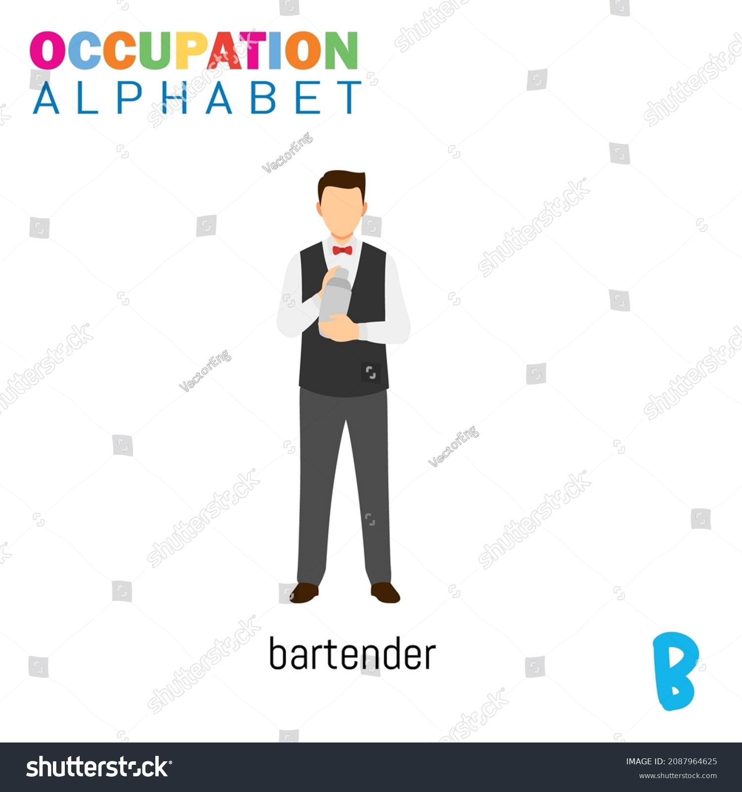 Vector Illustration Alphabet Occupation B Letter Stock Vector (Royalty ...