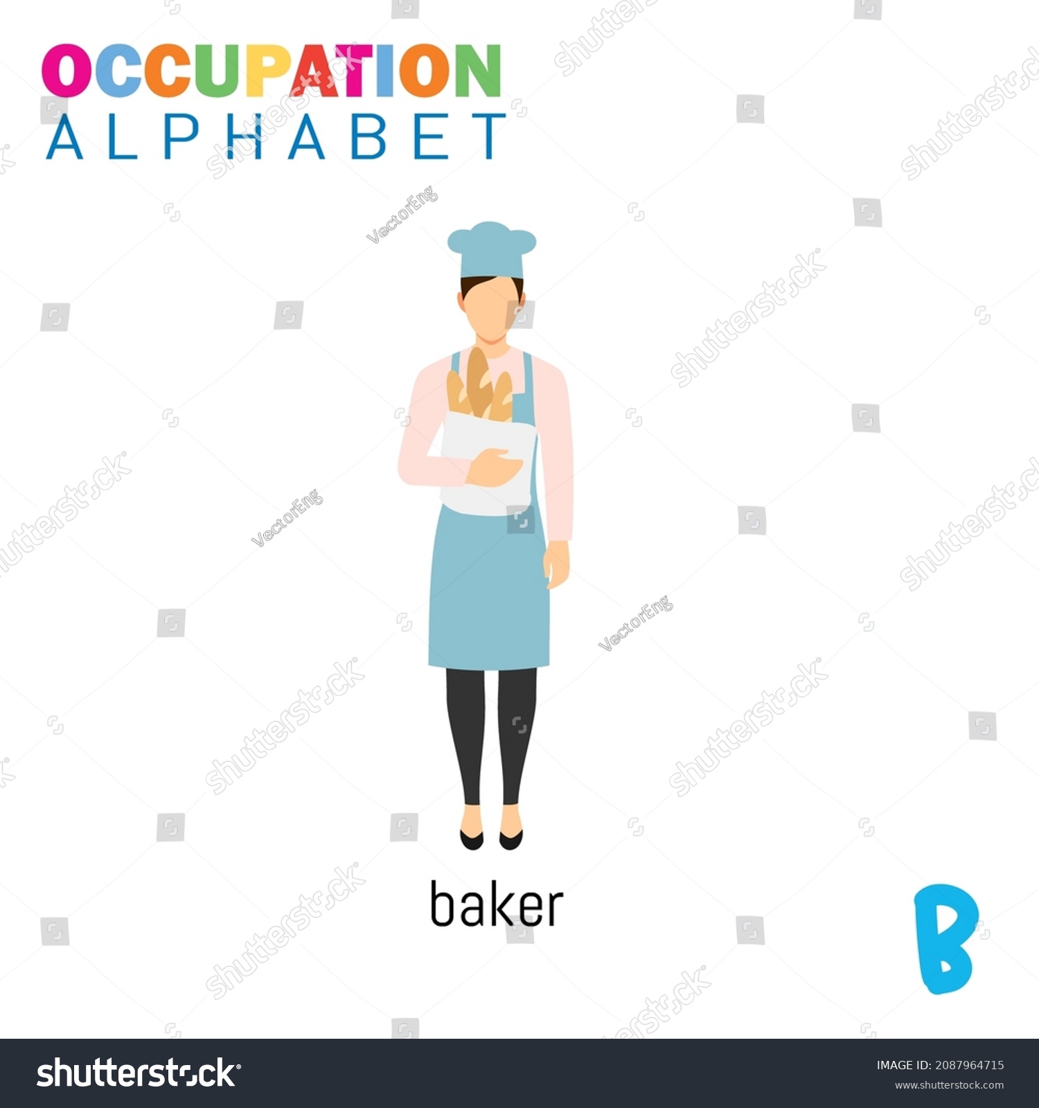 Vector Illustration Alphabet Occupation B Letter Stock Vector (Royalty ...