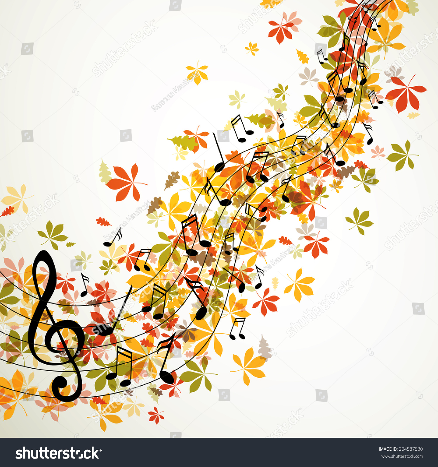 Vector Illustration Abstract Autumn Music Background Stock Vector ...