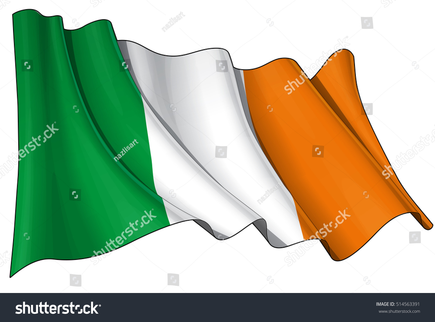 Vector Illustration Irish Waving Flag All Stock Vector (Royalty Free ...