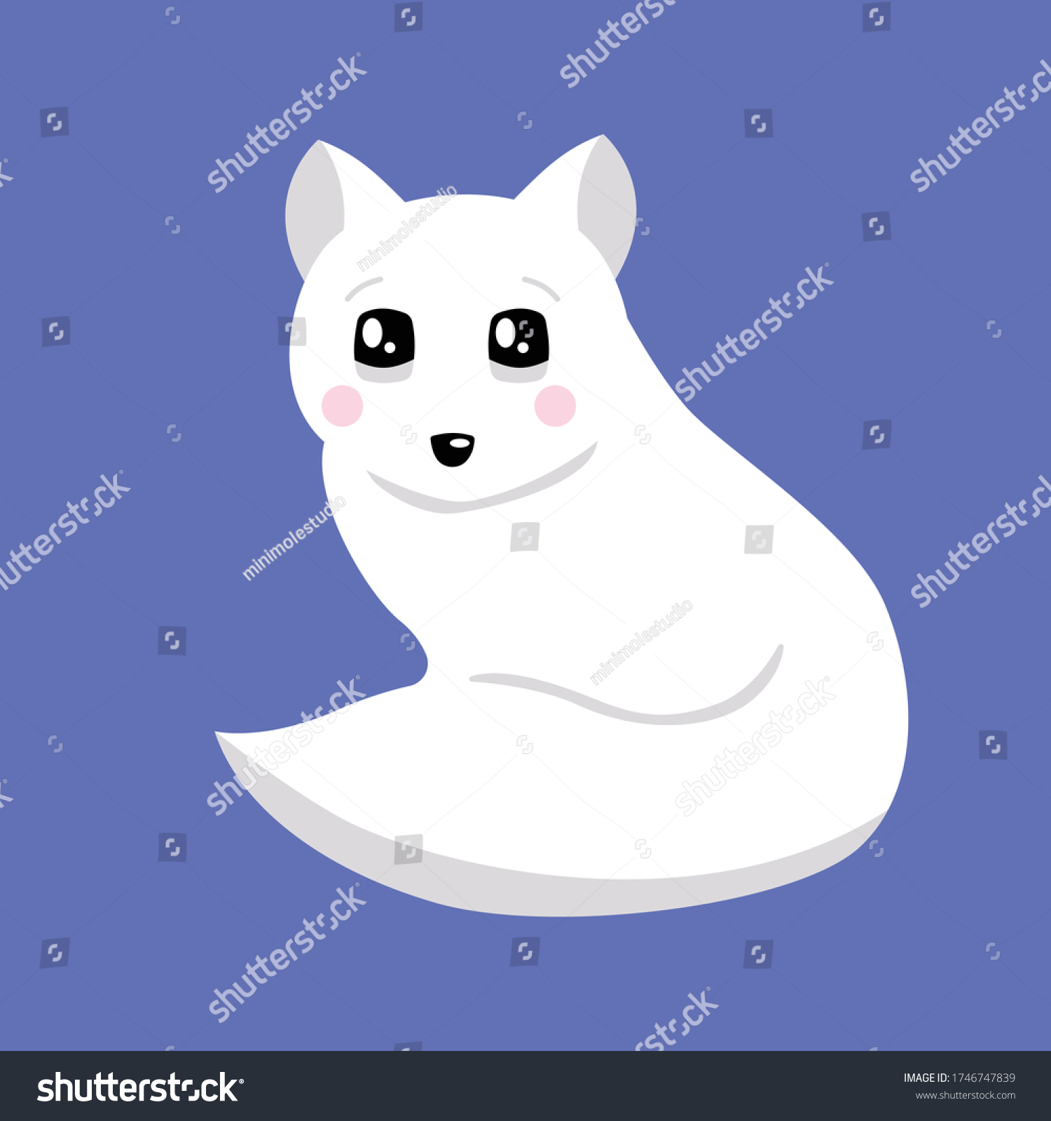 SVG of Vector illustration of an isolated Arctic fox with a cute face. Simple flat style. svg