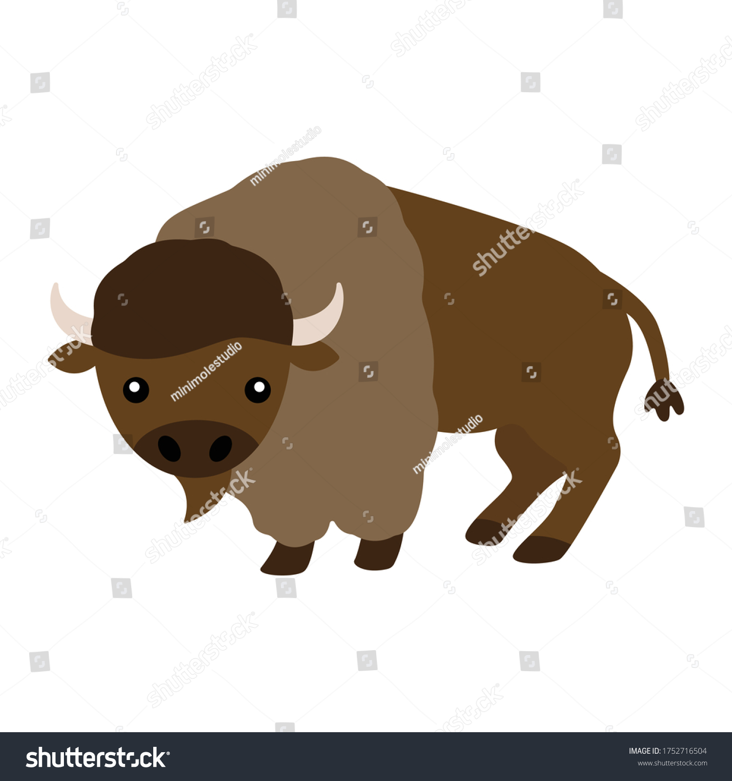 SVG of Vector illustration of an isolated bison buffalo. Simple flat style. svg