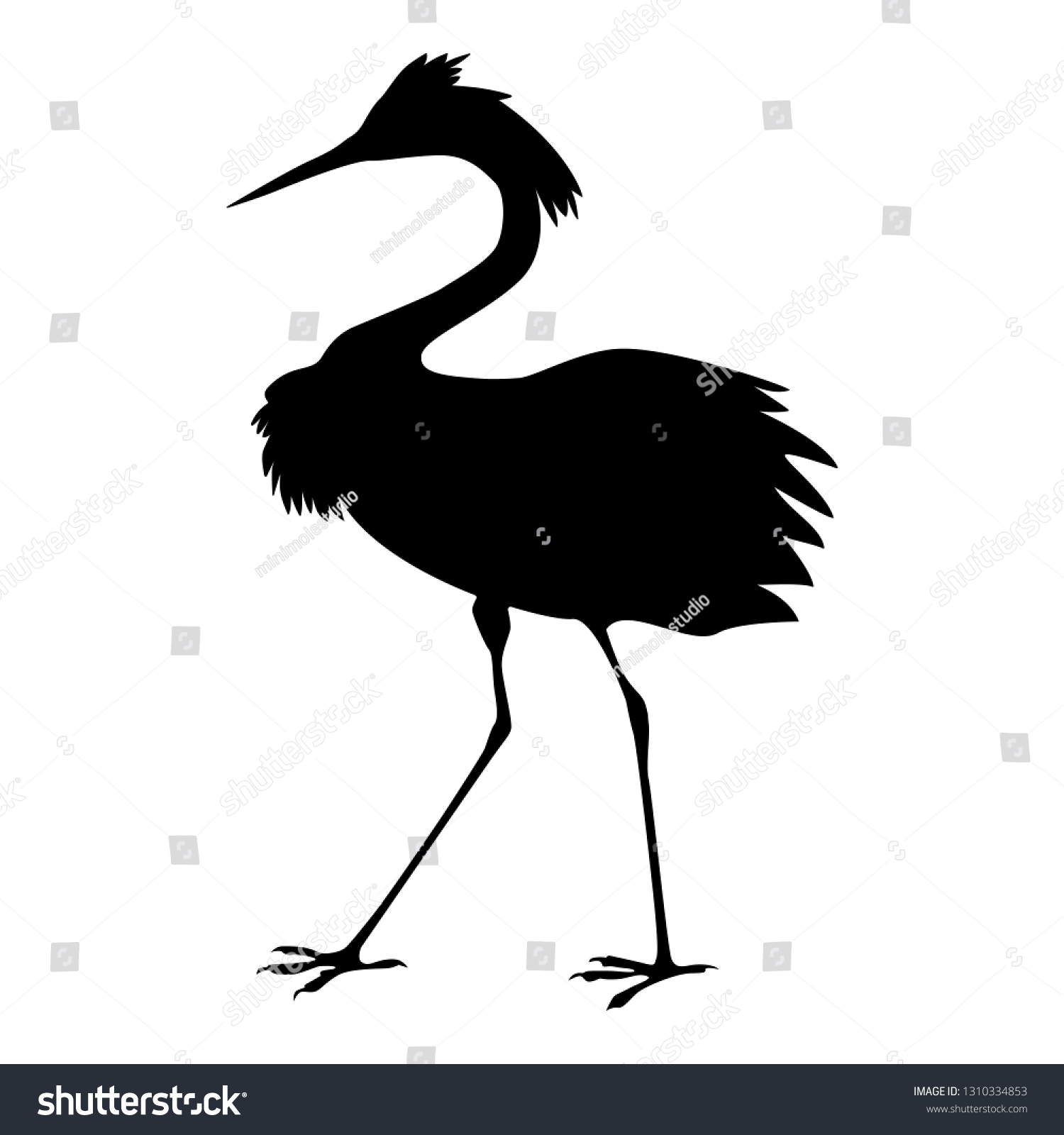 Vector Illustration Isolated Egret Silhouette Black Stock Vector 