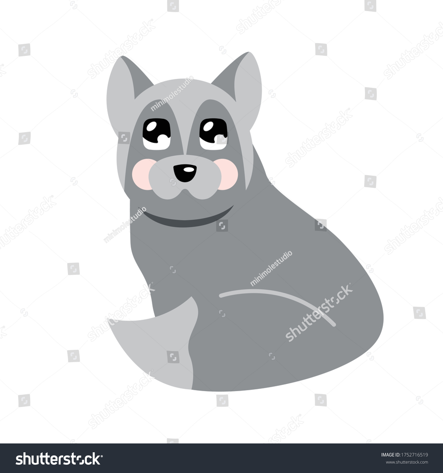 SVG of Vector illustration of an isolated grey wolf. Simple flat style. svg