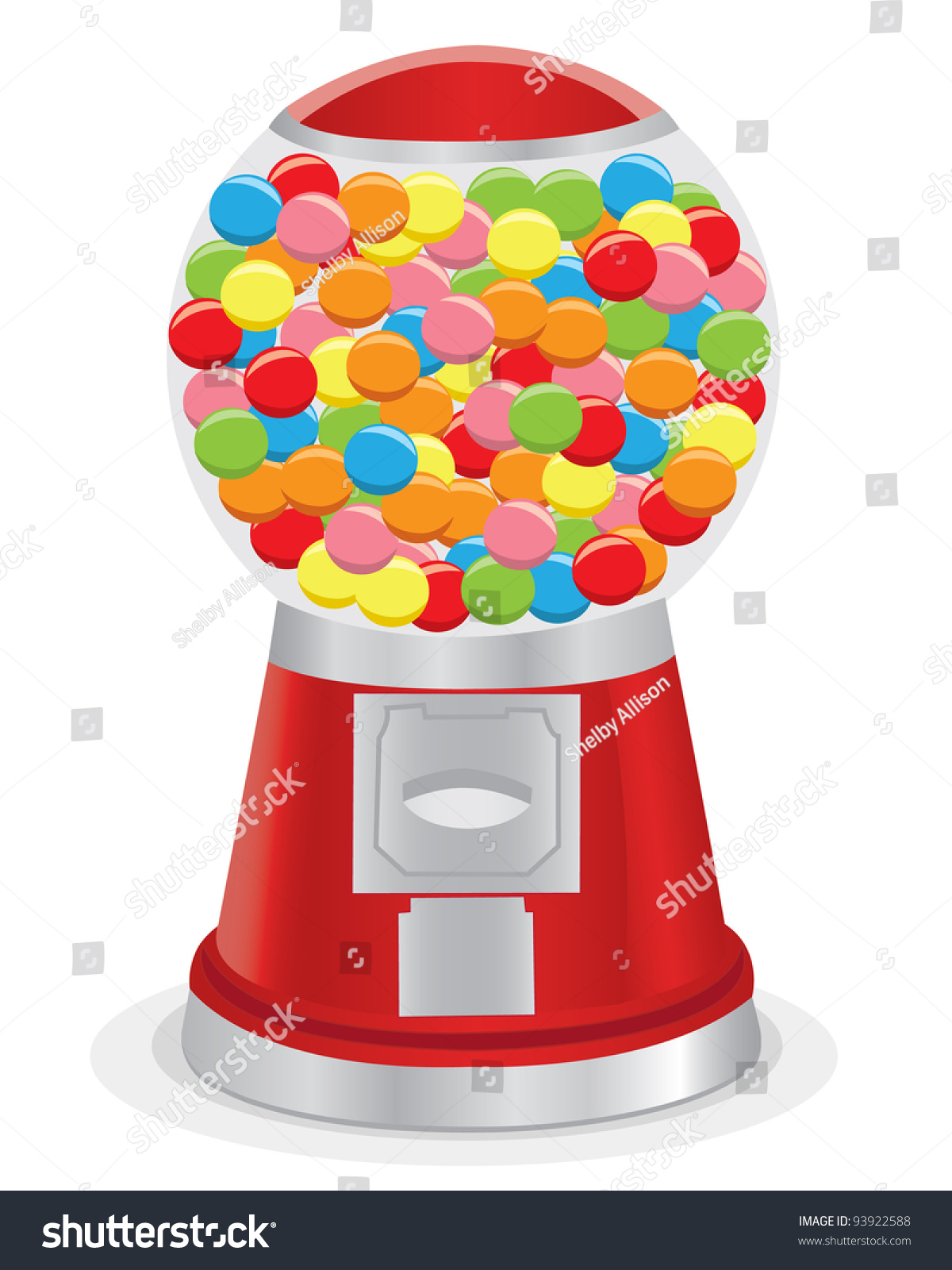Vector Illustration Isolated Red Gumball Machine Stock Vector 93922588 ...