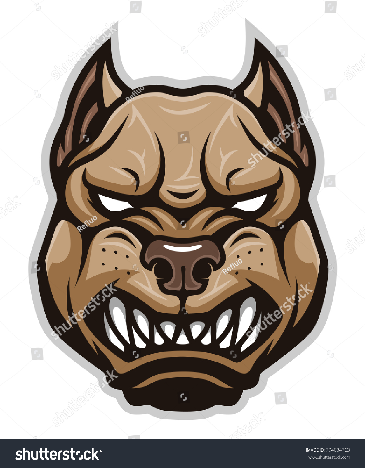 Vector Illustration Angry Pitbull Face Can Stock Vector (Royalty Free ...