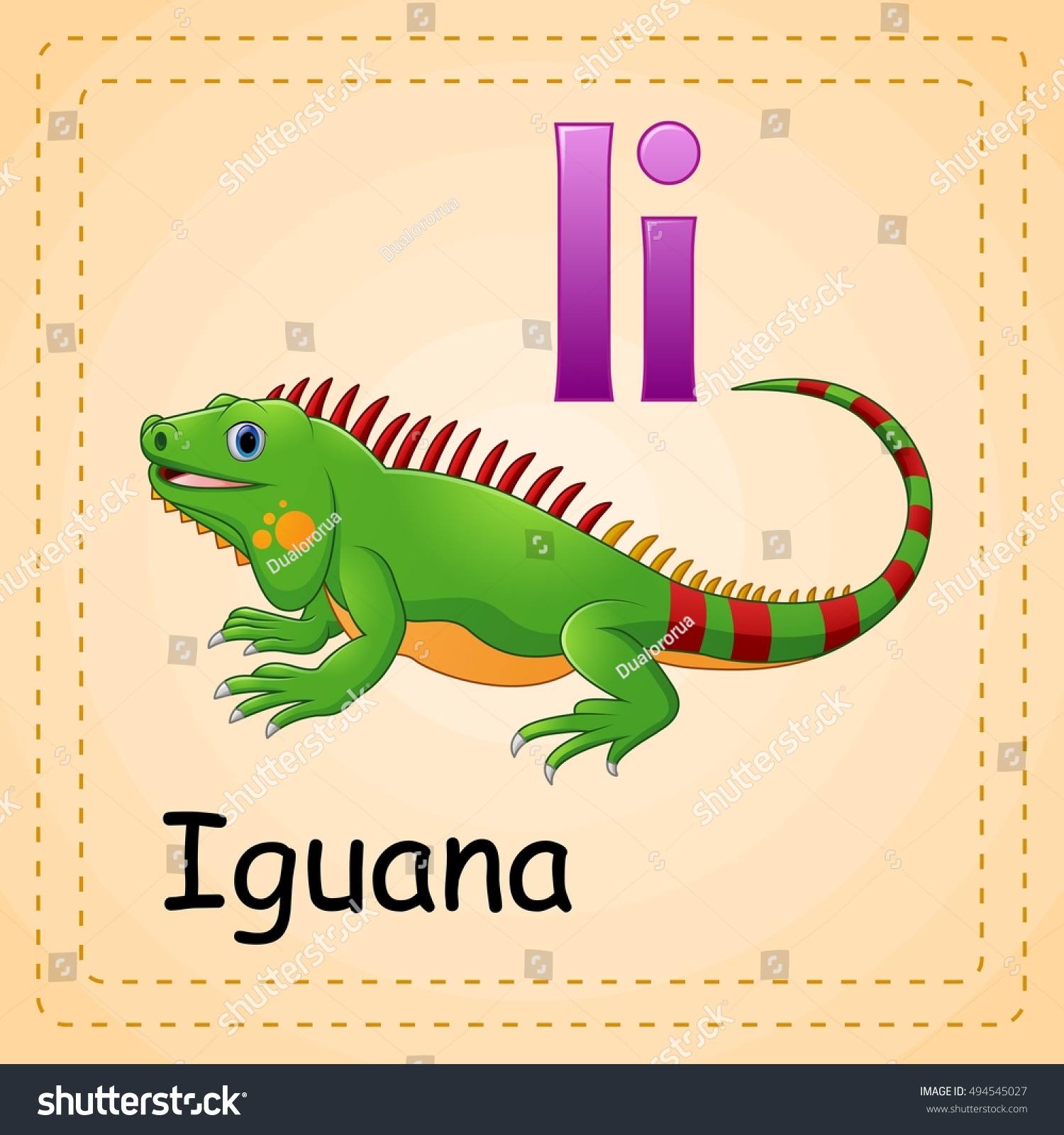 Vector Illustration Animals Alphabet Iguana Stock Vector 494545027 ...