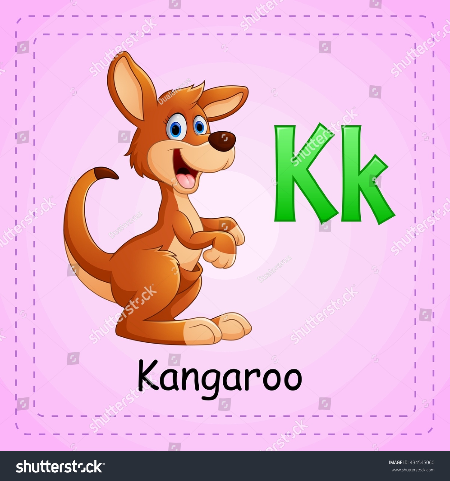 vector illustration of animals alphabet k is for kangaroo