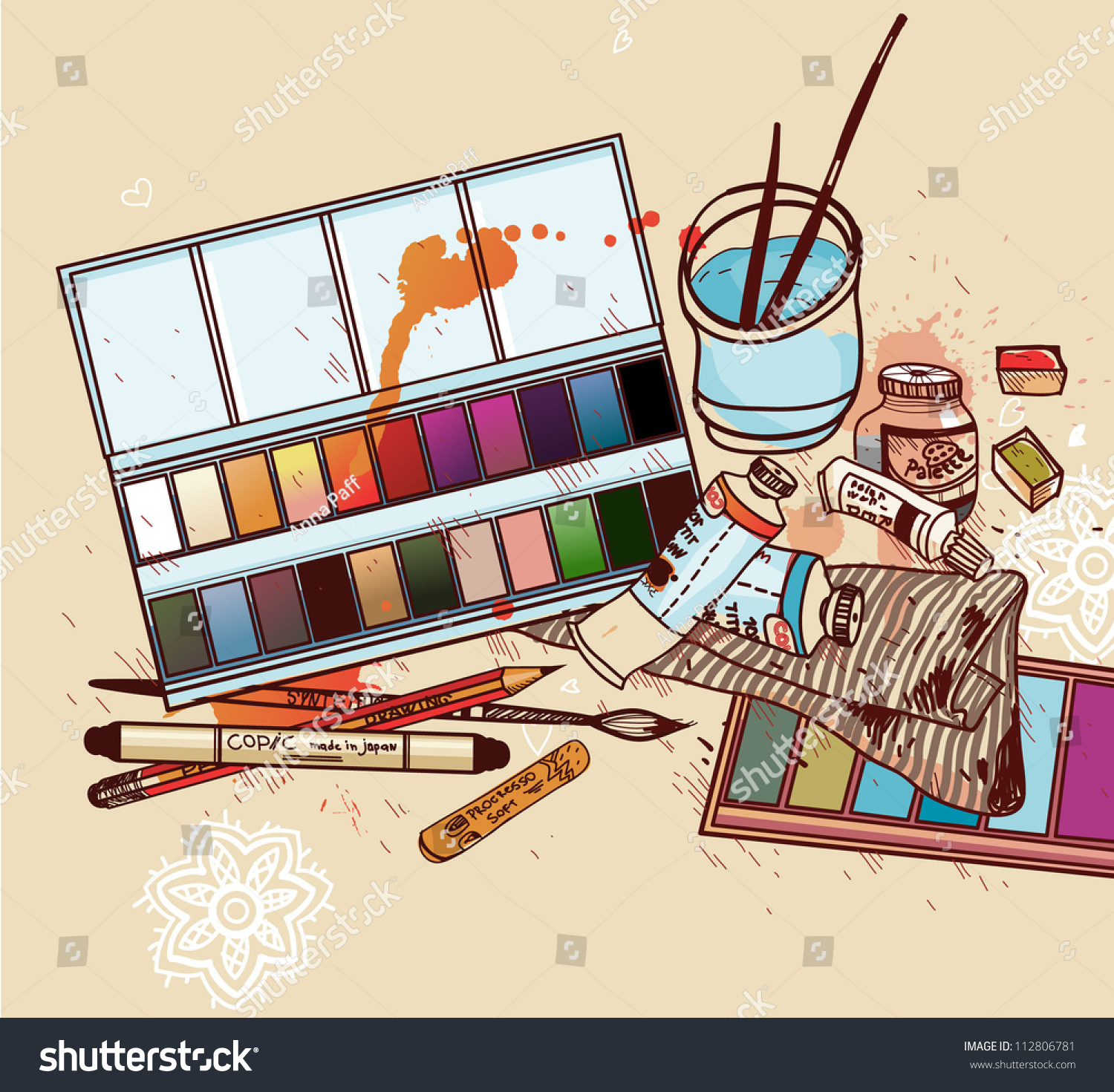 vector-illustration-artist-tools-stock-vector-royalty-free-112806781