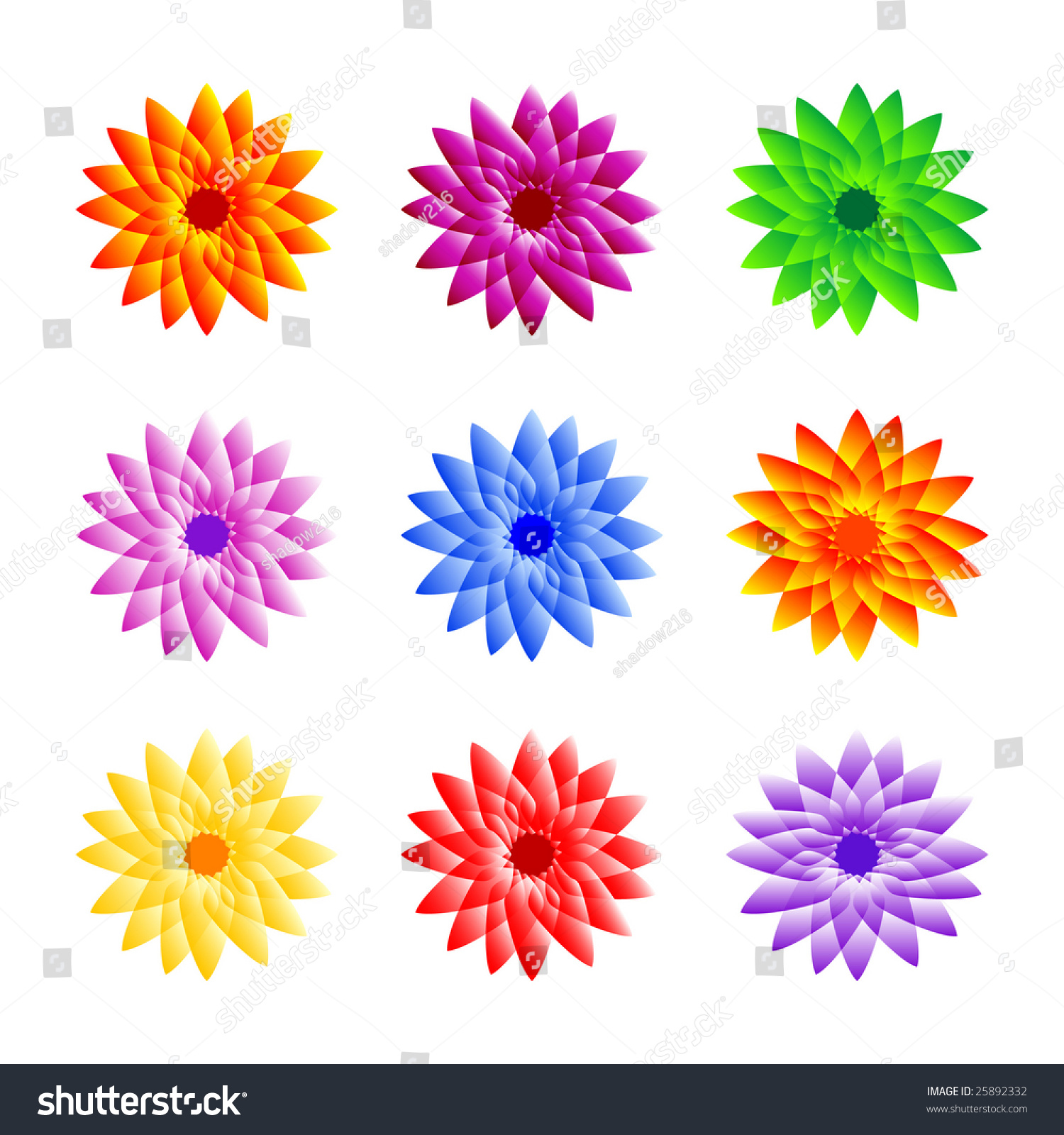 Vector Illustration Of Assorted Floral Buttons And Icons - 25892332 ...