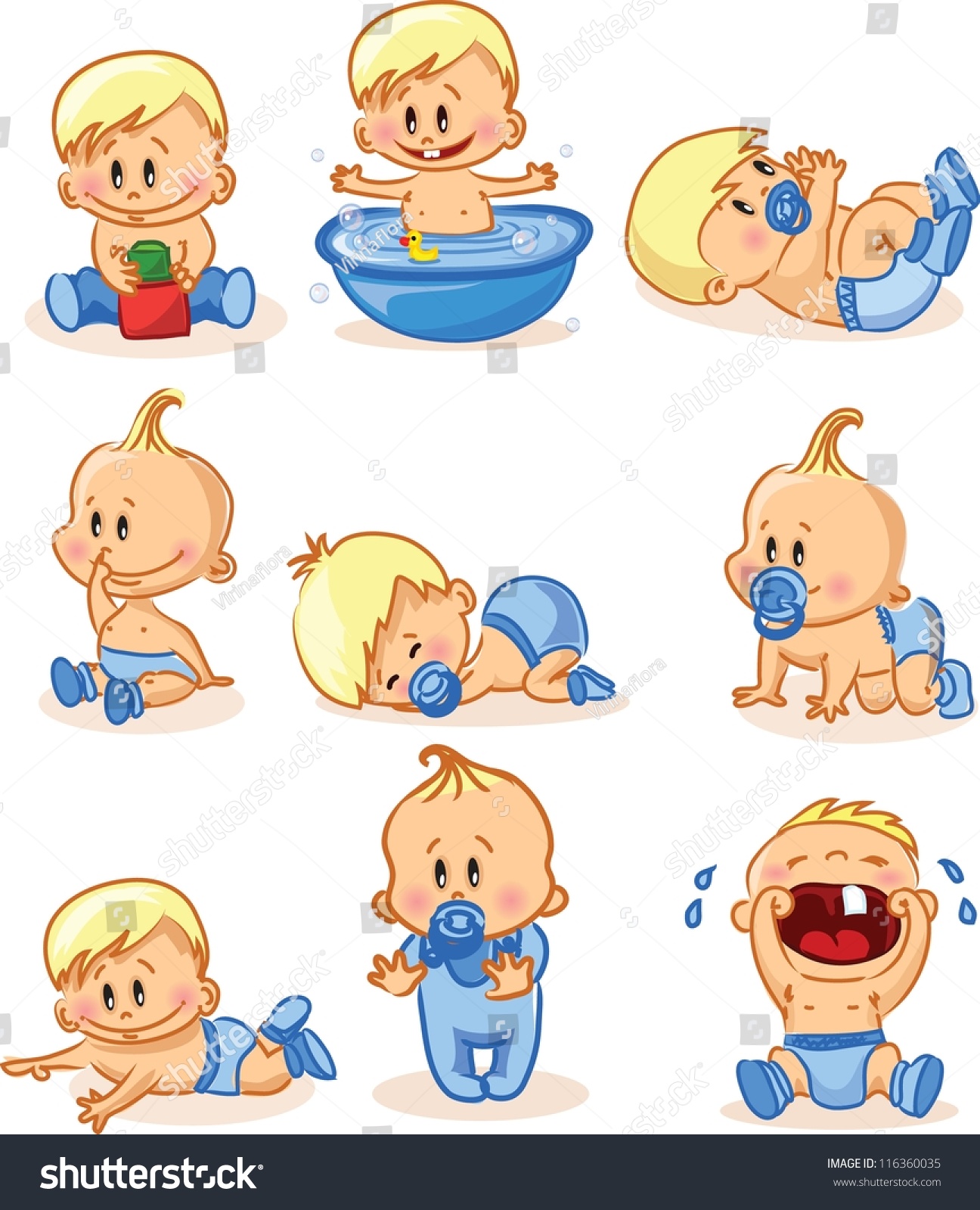 Vector Illustration Of Baby Boys - 116360035 : Shutterstock