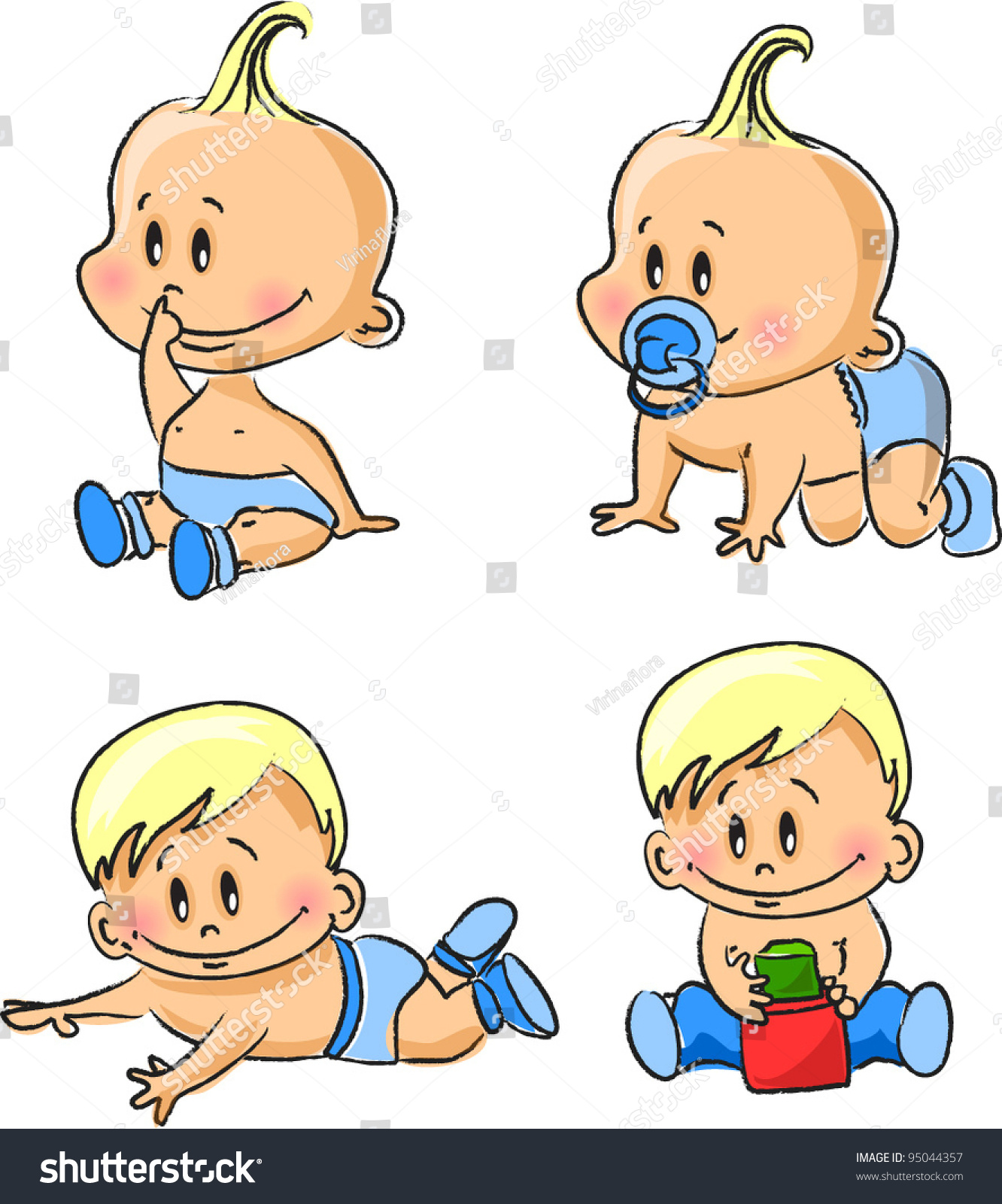 Vector Illustration Of Baby Boys - 95044357 : Shutterstock