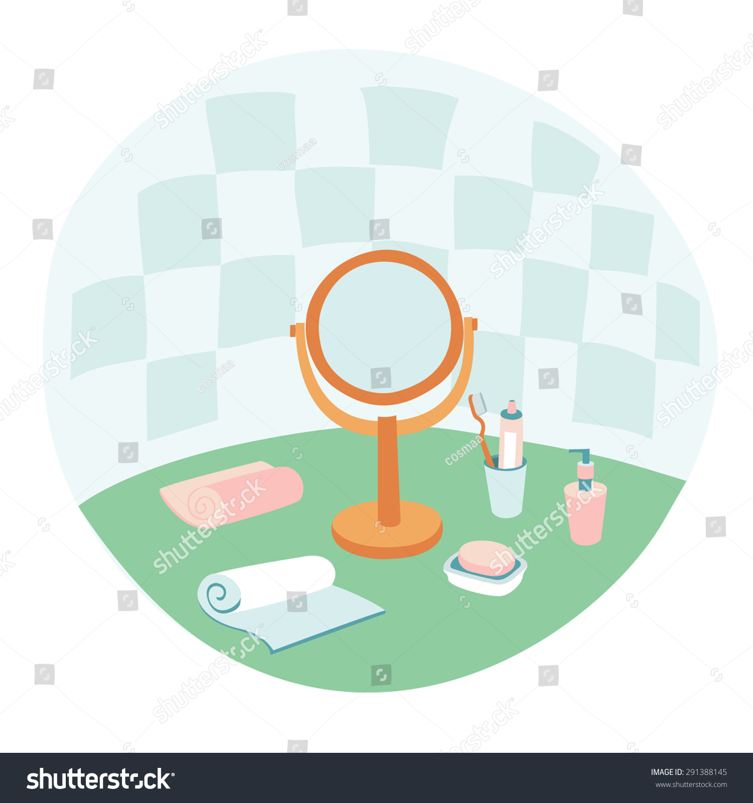 Vector Illustration Bathroom Accessories Stock Vector Royalty Free 291388145