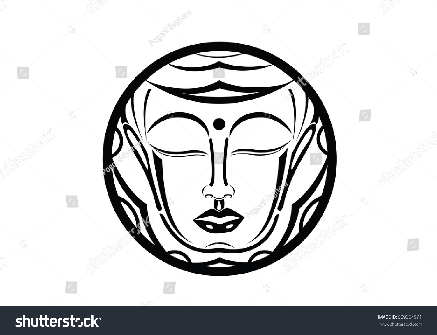 Vector Illustration Beautiful Buddha Face Stock Vector 509364991 ...