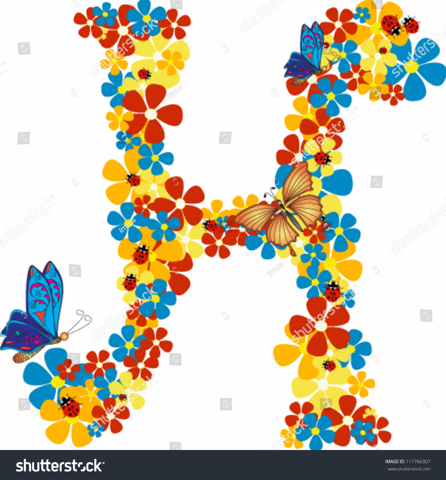 Vector Illustration Of Beautiful Floral Letter H - 111766307 : Shutterstock