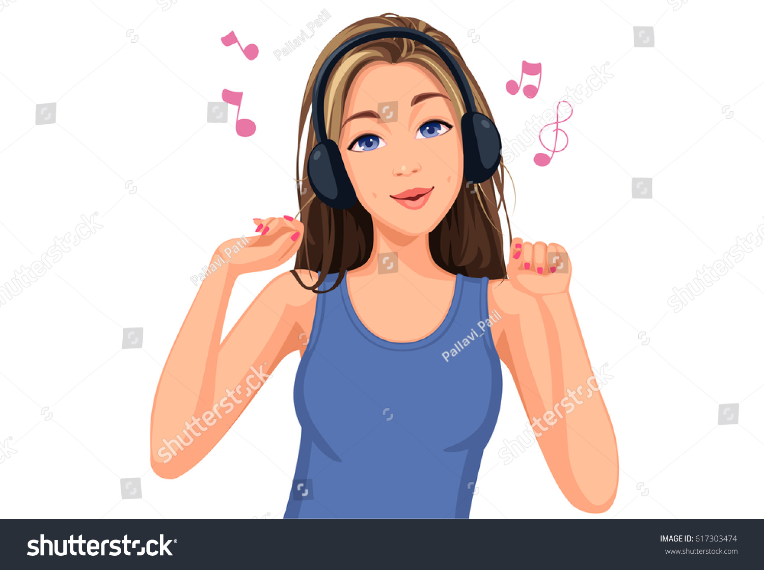 Vector Illustration Beautiful Teenage Girl Different Vector De Stock Libre De Regalías 617303474 5329