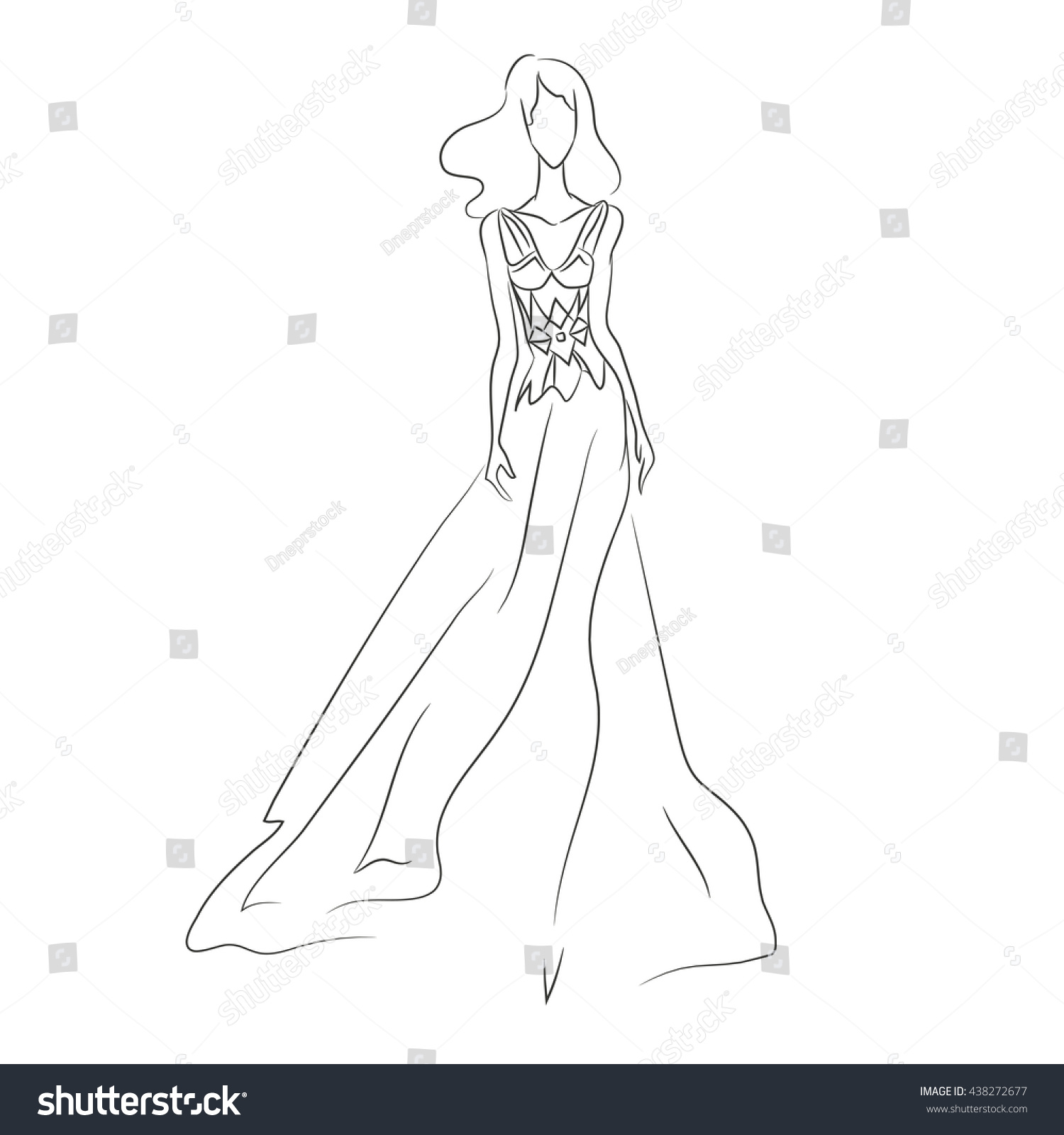 Vector Illustration Beautiful Womans Silhouette Dress Stock Vector ...