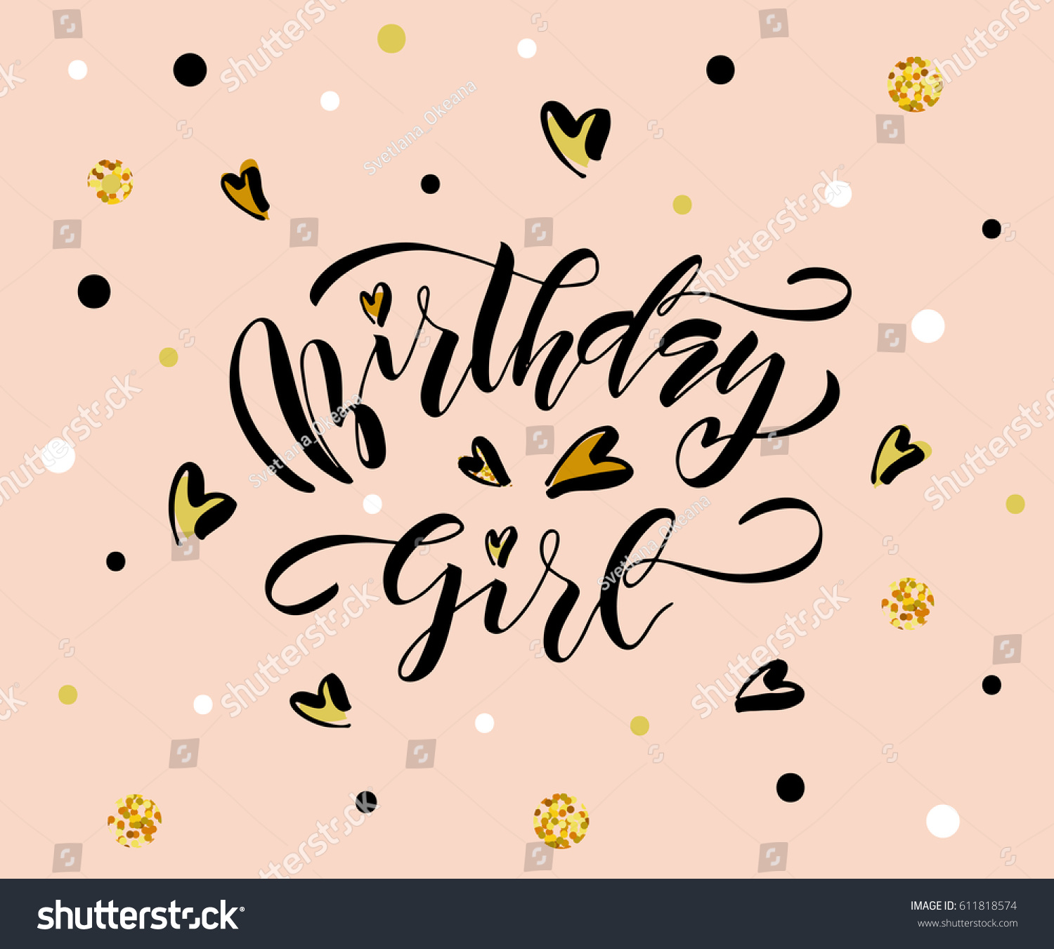 Vector Illustration Birthday Girl Text Birthday Stock Vector 611818574 ...