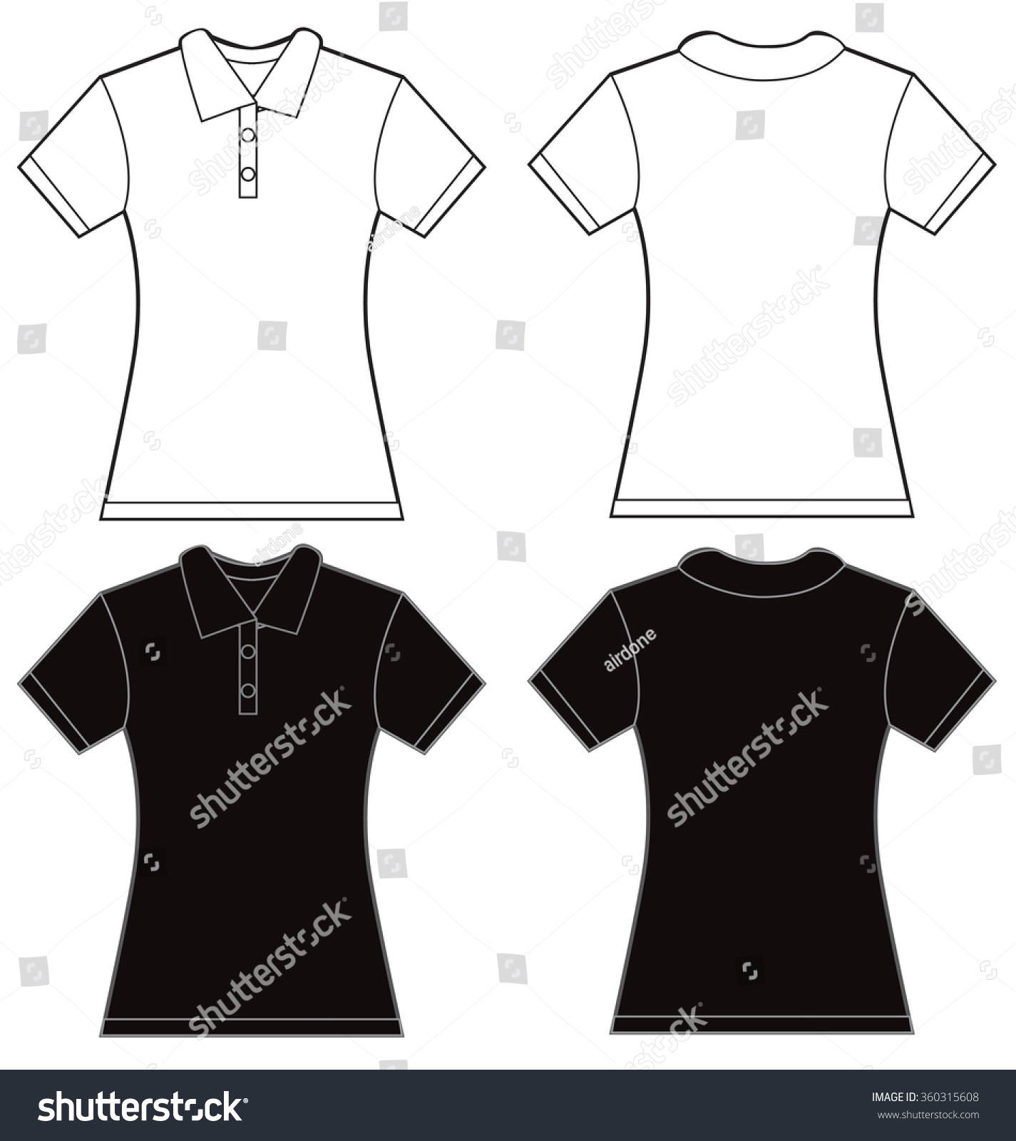 Vector Illustration Black White Womens Polo Stock Vector (Royalty Free ...