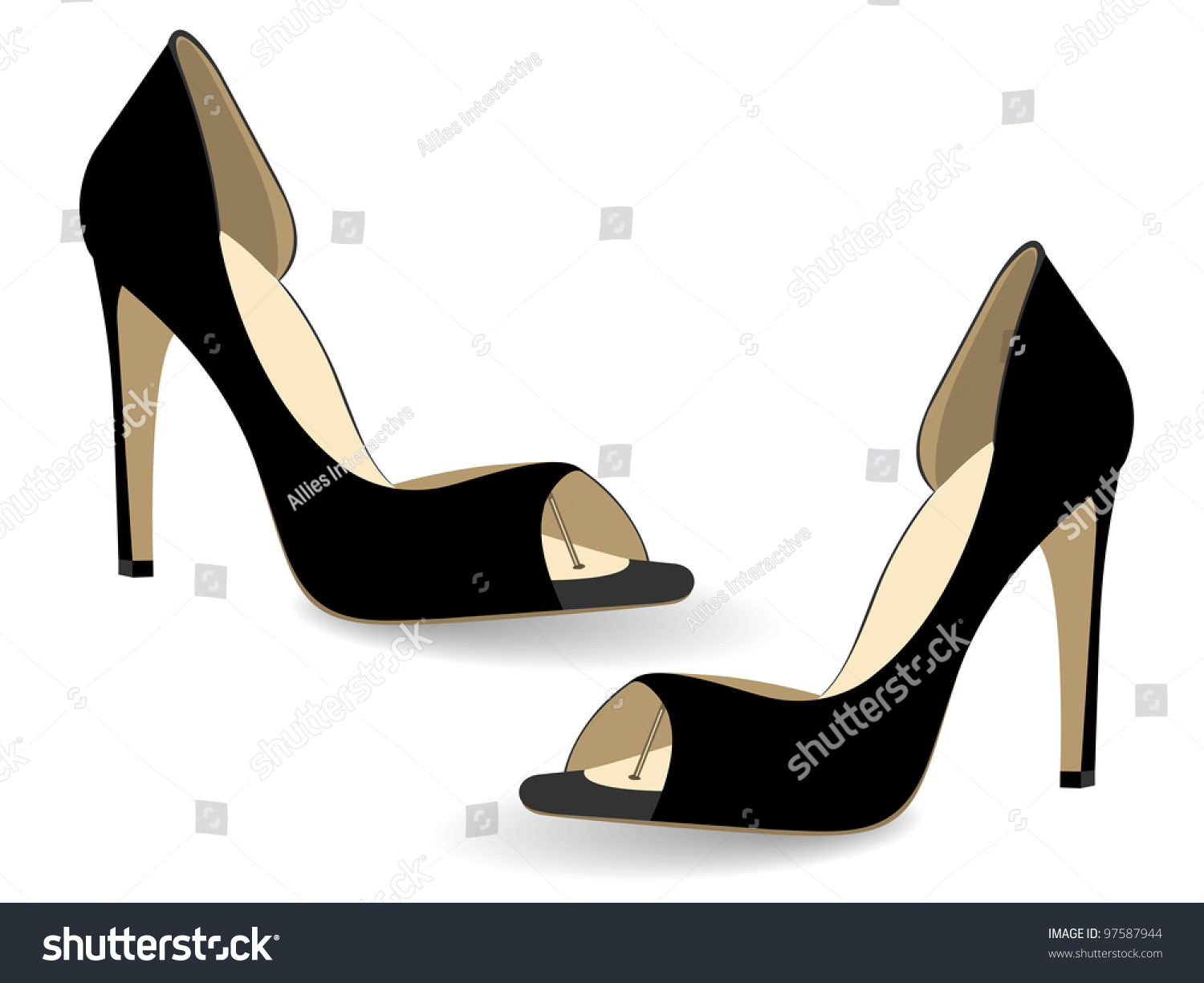 Vector Illustration Black High Heel Shoe Stock Vector 97587944 ...