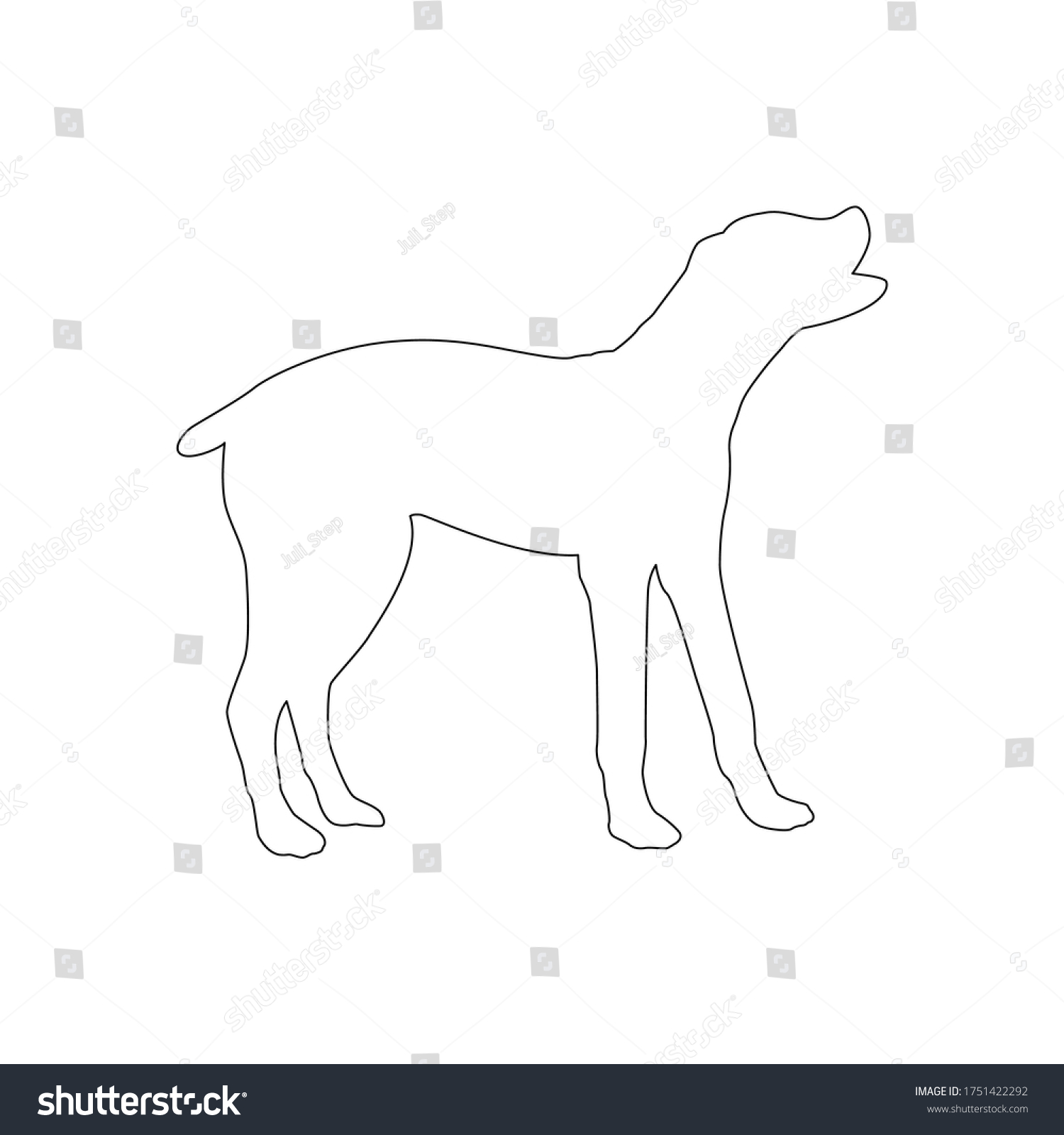 Vector Illustration Black Line Barking Dog Stock Vector (Royalty Free ...