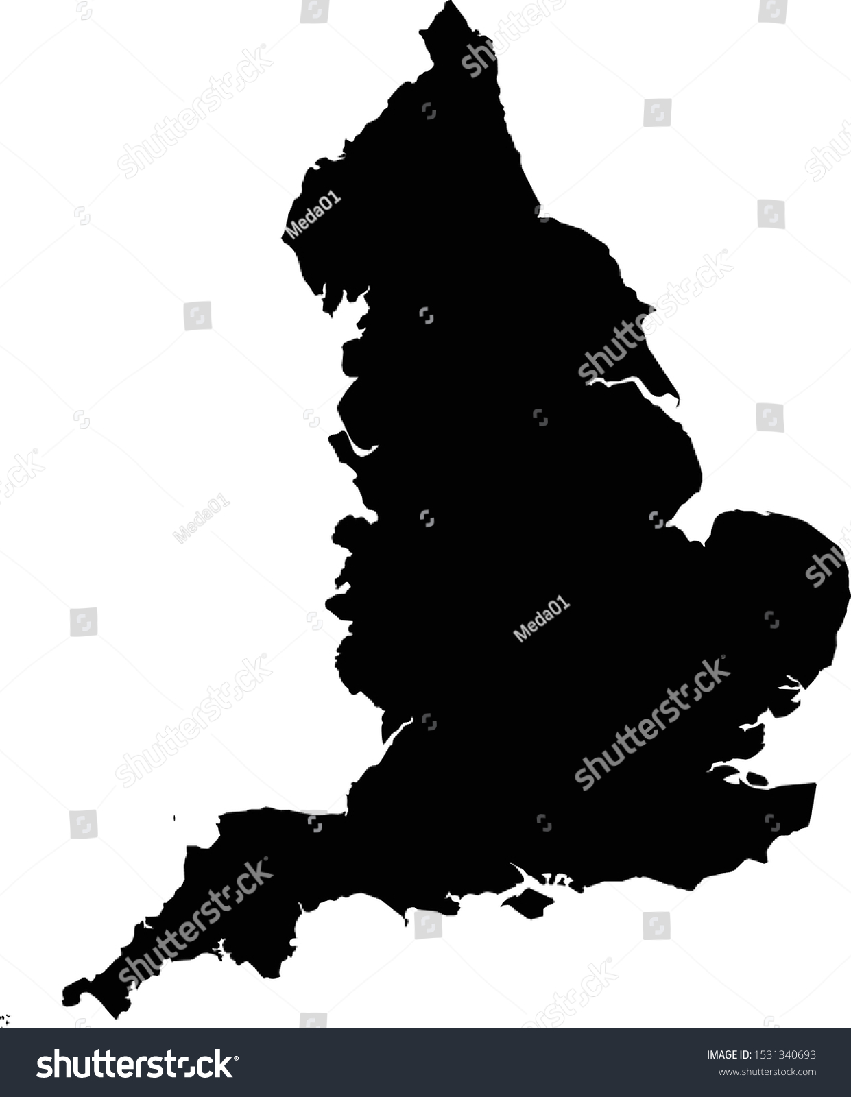 Vector Illustration Black Map England Stock Vector (Royalty Free ...