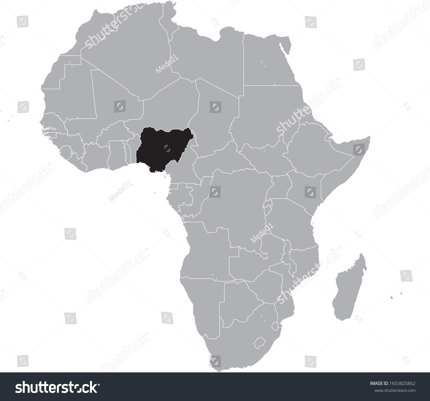 8 740 Nigeria Africa Map Images Stock Photos Vectors Shutterstock Stock Vector Vector Illustration Of Black Map Of Nigeria 1653825862