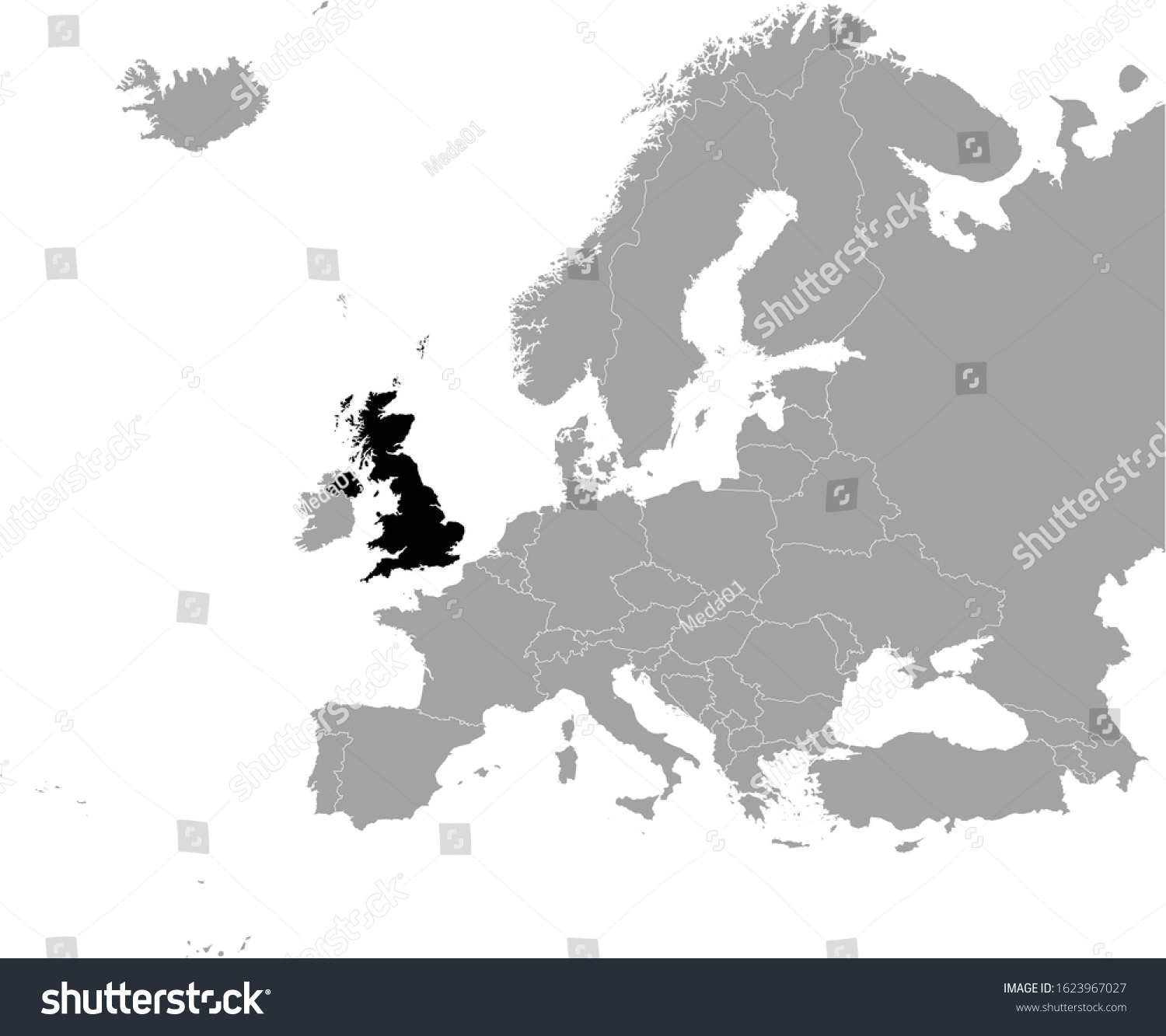 Vector Illustration Black Map United Kingdom Stock Vector (Royalty Free ...