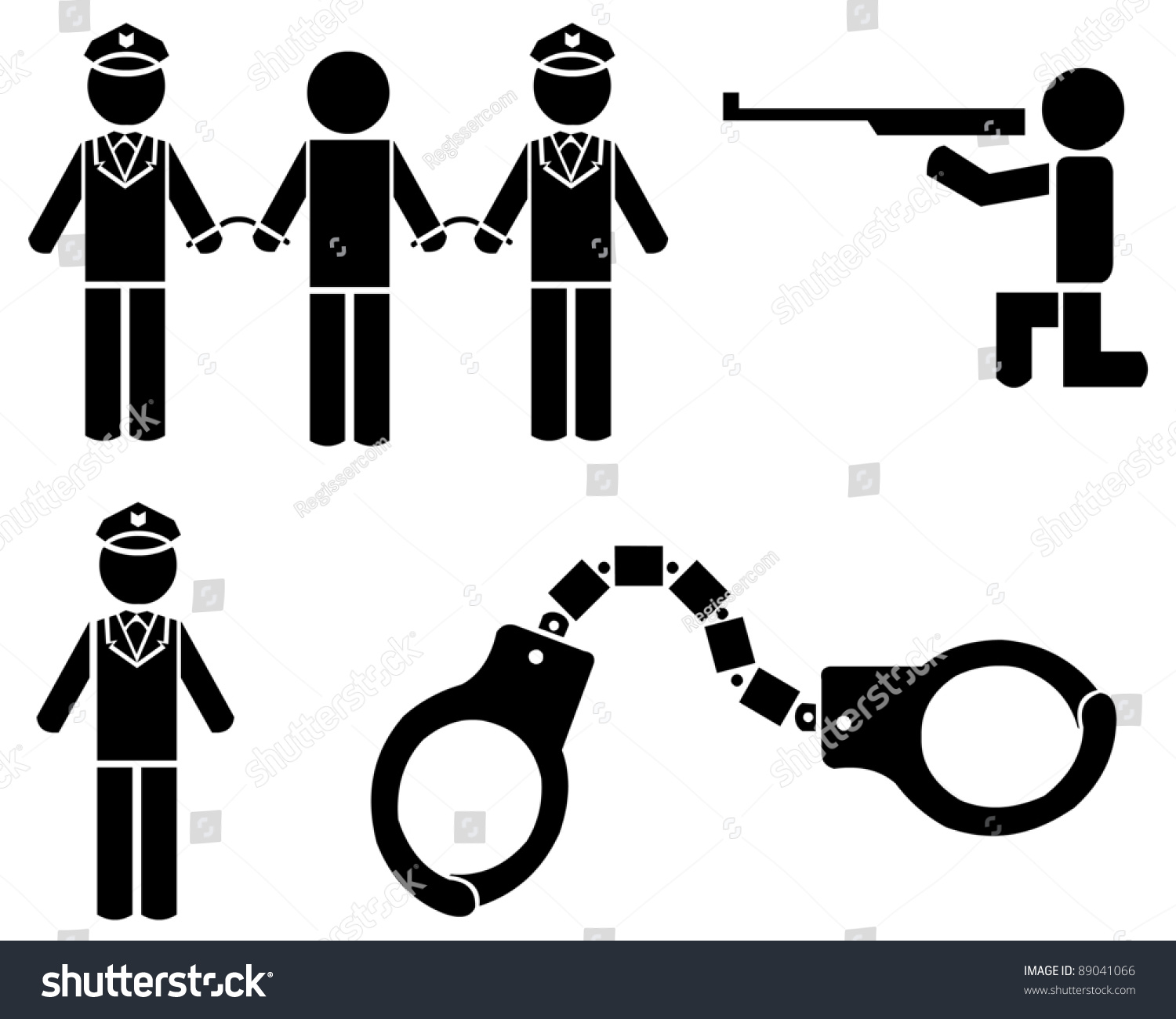 Vector Illustration Black Police Icons Stock Vector 89041066 - Shutterstock