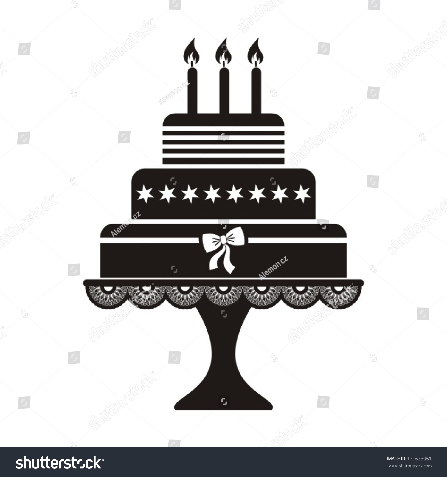 Download Vector Illustration Black Silhouette Birthday Cake Stock Vector Royalty Free 170633951