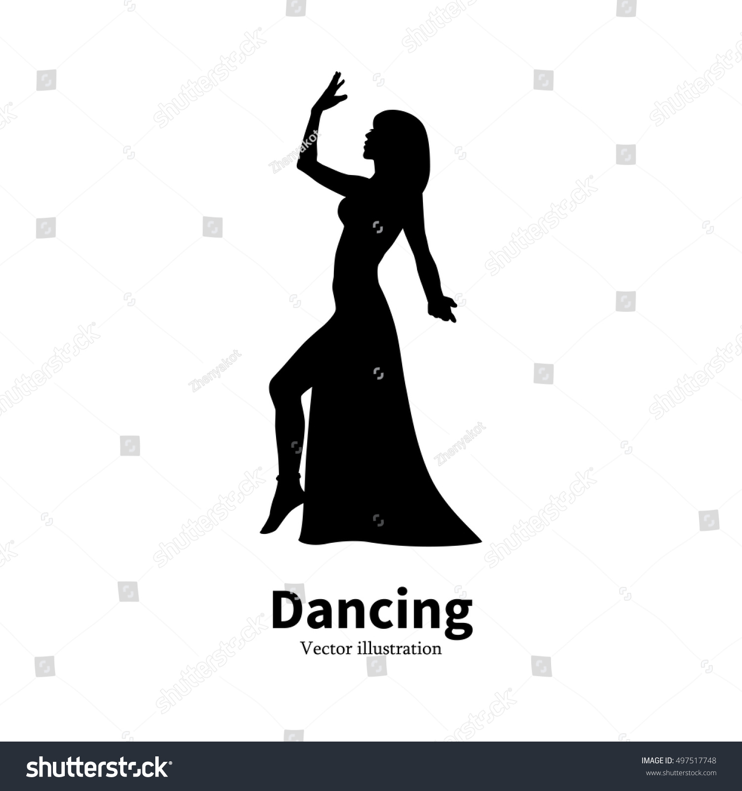 Vector Illustration Black Silhouette Dancing Girl Stock Vector