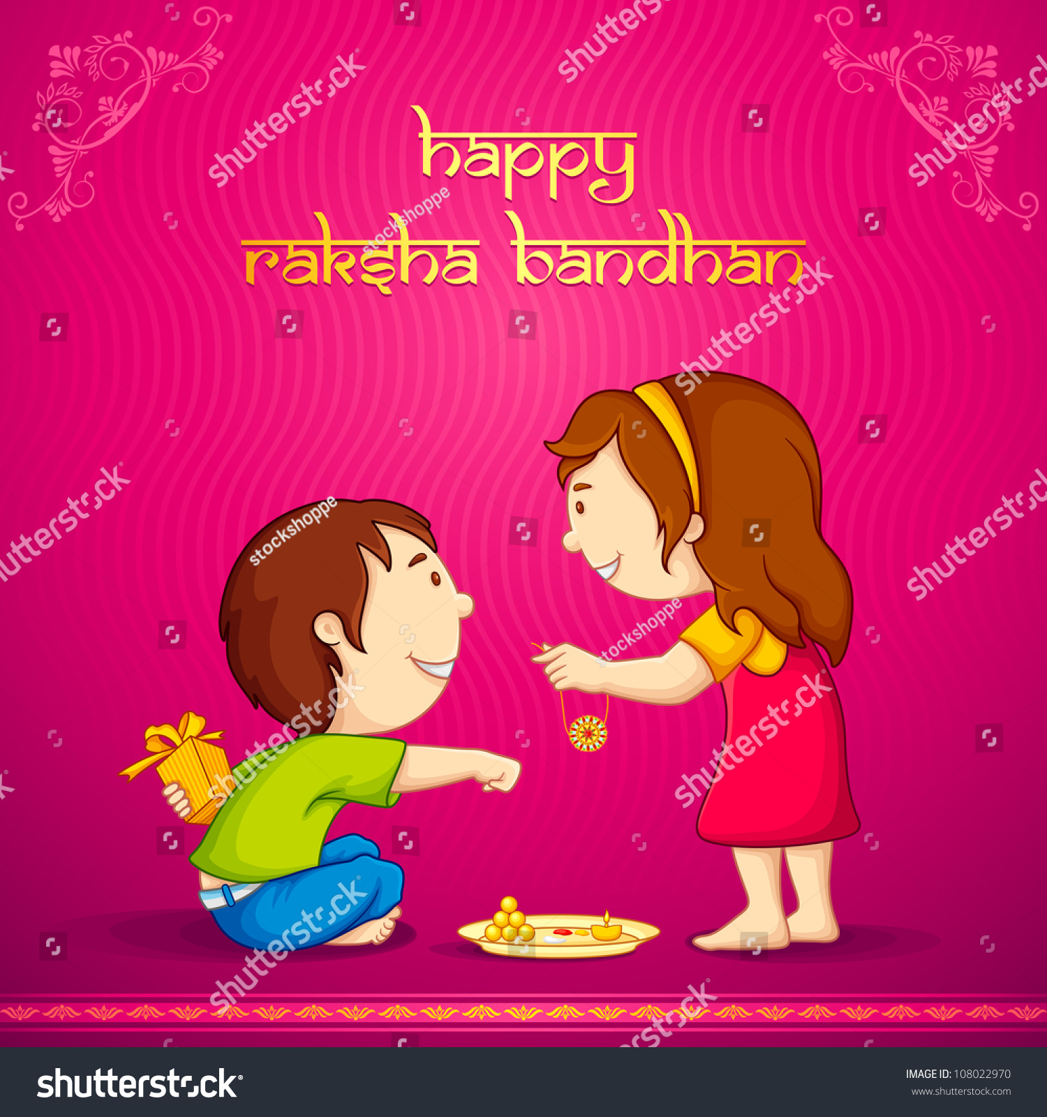 SVG of Vector illustration of brother sister in raksha bandhan svg