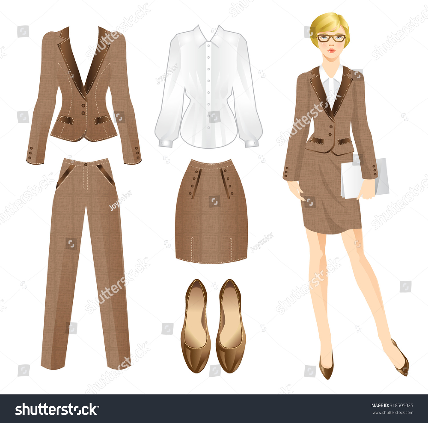 Vector Illustration Of Business Girl Or Professor In Formal Suit ...